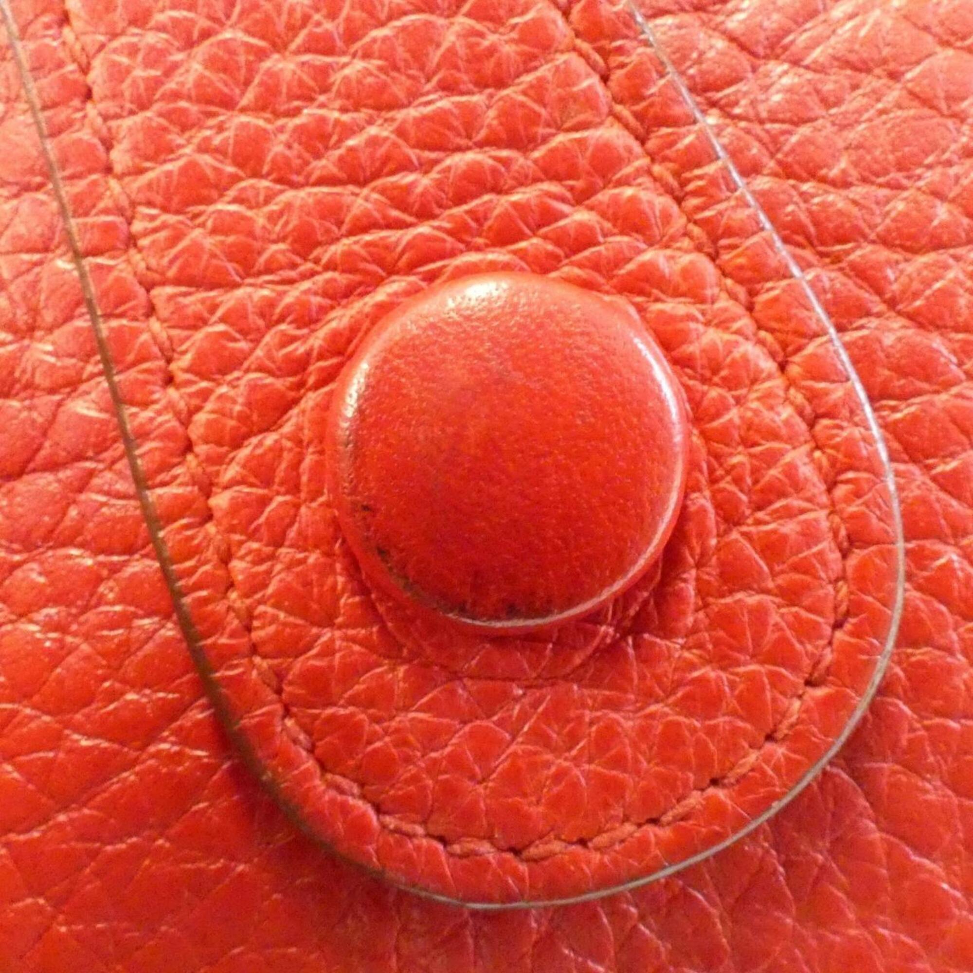 Hermes Red Color Taurillon Clemence Leather Shoulder Bag (Pre-Owned)