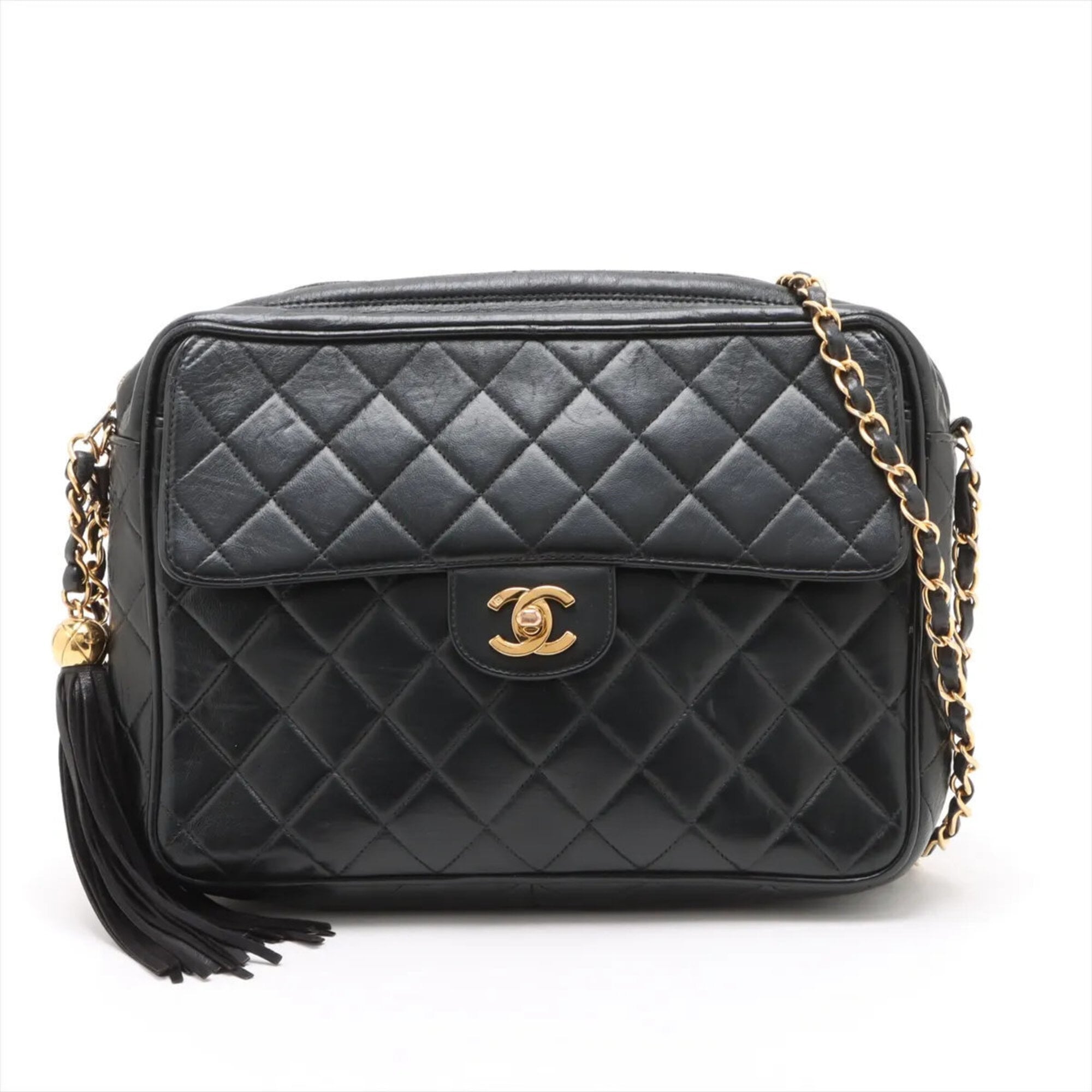 Chanel Black Leather Shoulder Bag Tote Bag (Pre-Owned)