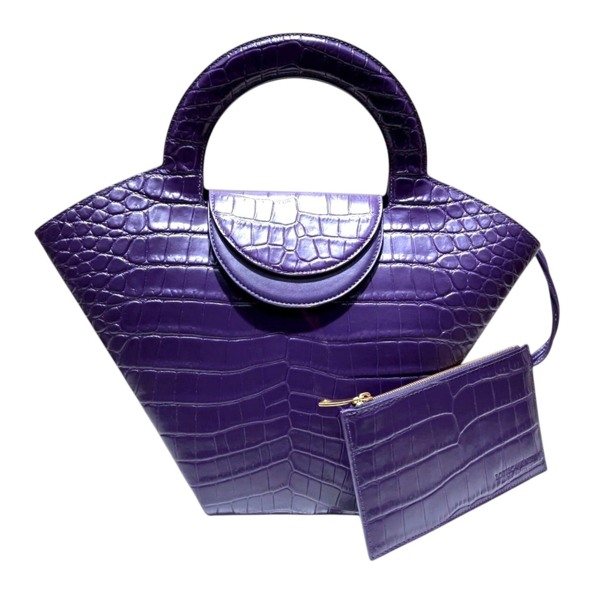 Bottega Veneta Purple Leather Handbag Pouch (Pre-Owned)