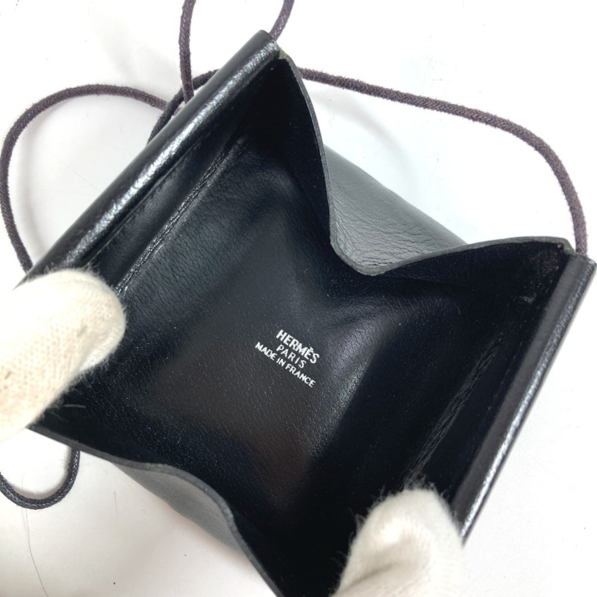 Hermes Black Leather Coin Purse/Coin Case (Pre-Owned)