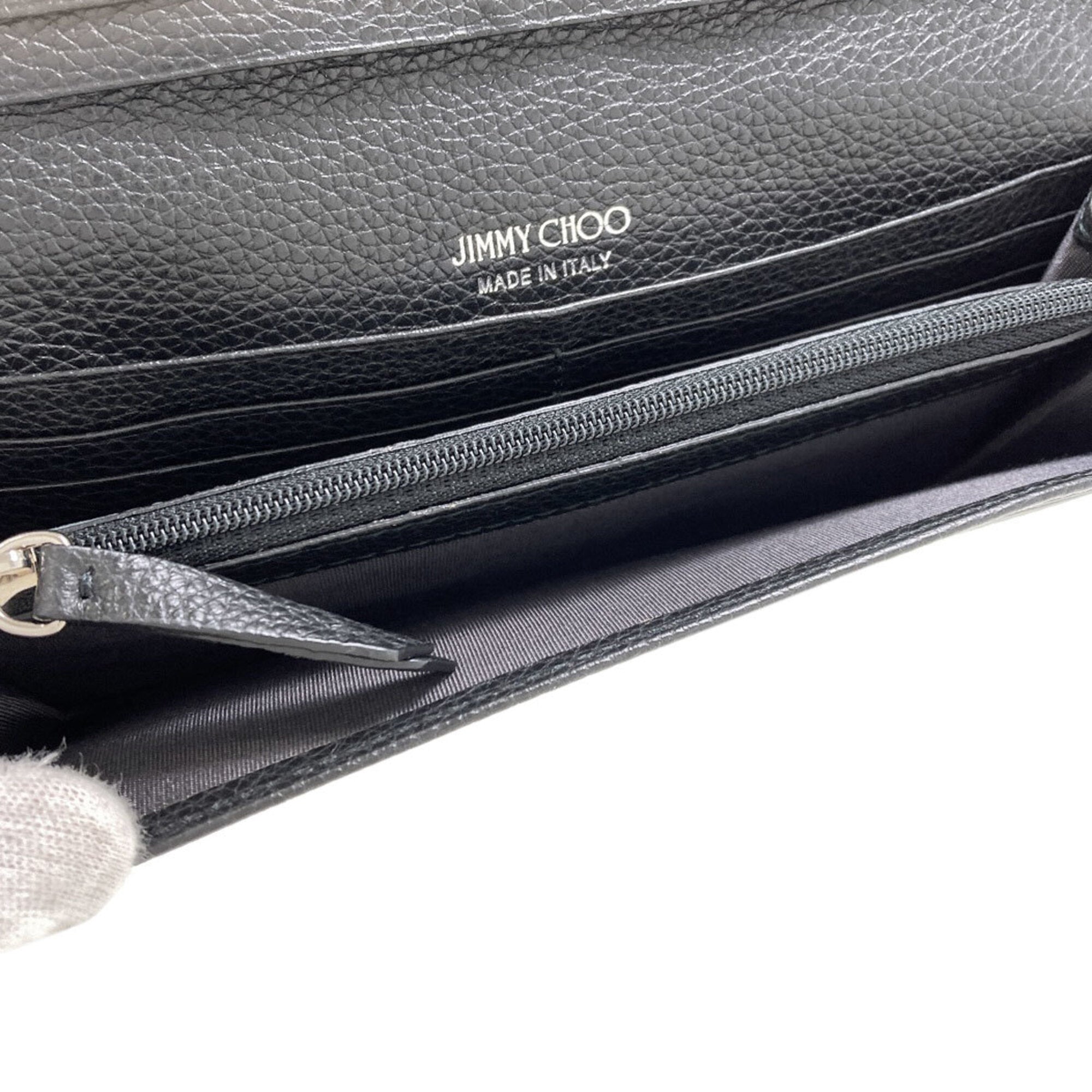 Jimmy Choo Black Leather Long Wallet (Bi-Fold) (Pre-Owned)