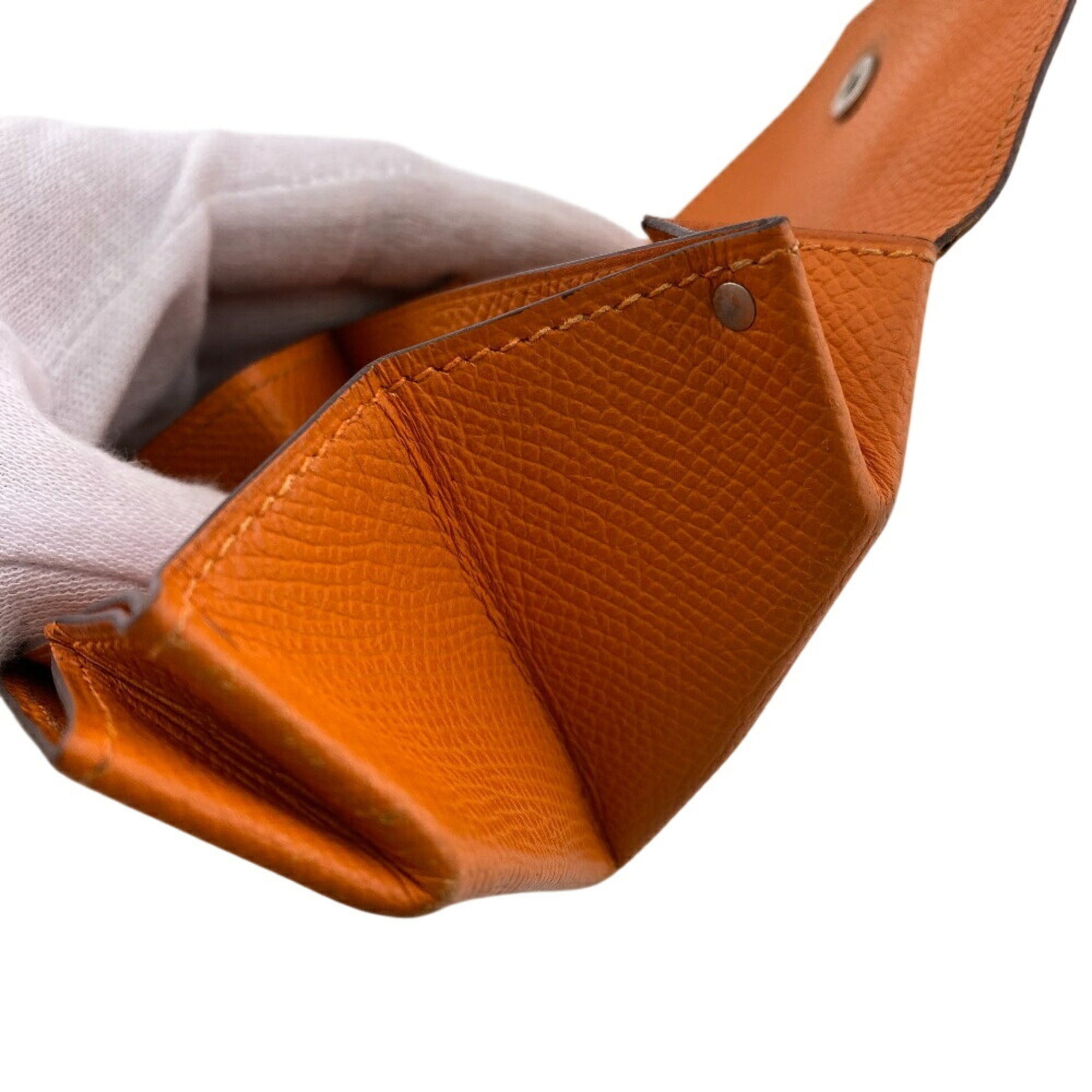 Hermes Orange Leather Coin Purse/Coin Case (Pre-Owned)