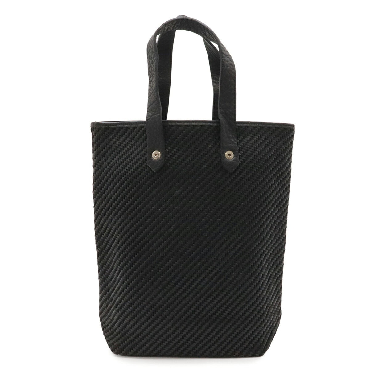 Hermes Black Polyester Leather Handbag Tote Bag (Pre-Owned)