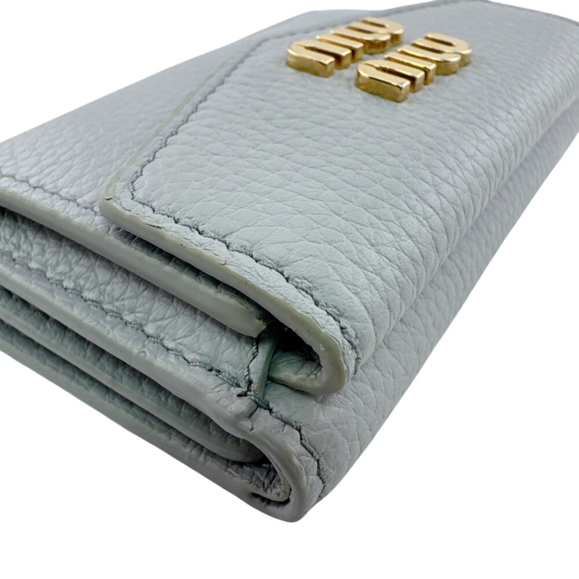 Miu Miu Blue Light Blue Gray Leather Wallet (Tri-Fold) (Pre-Owned)