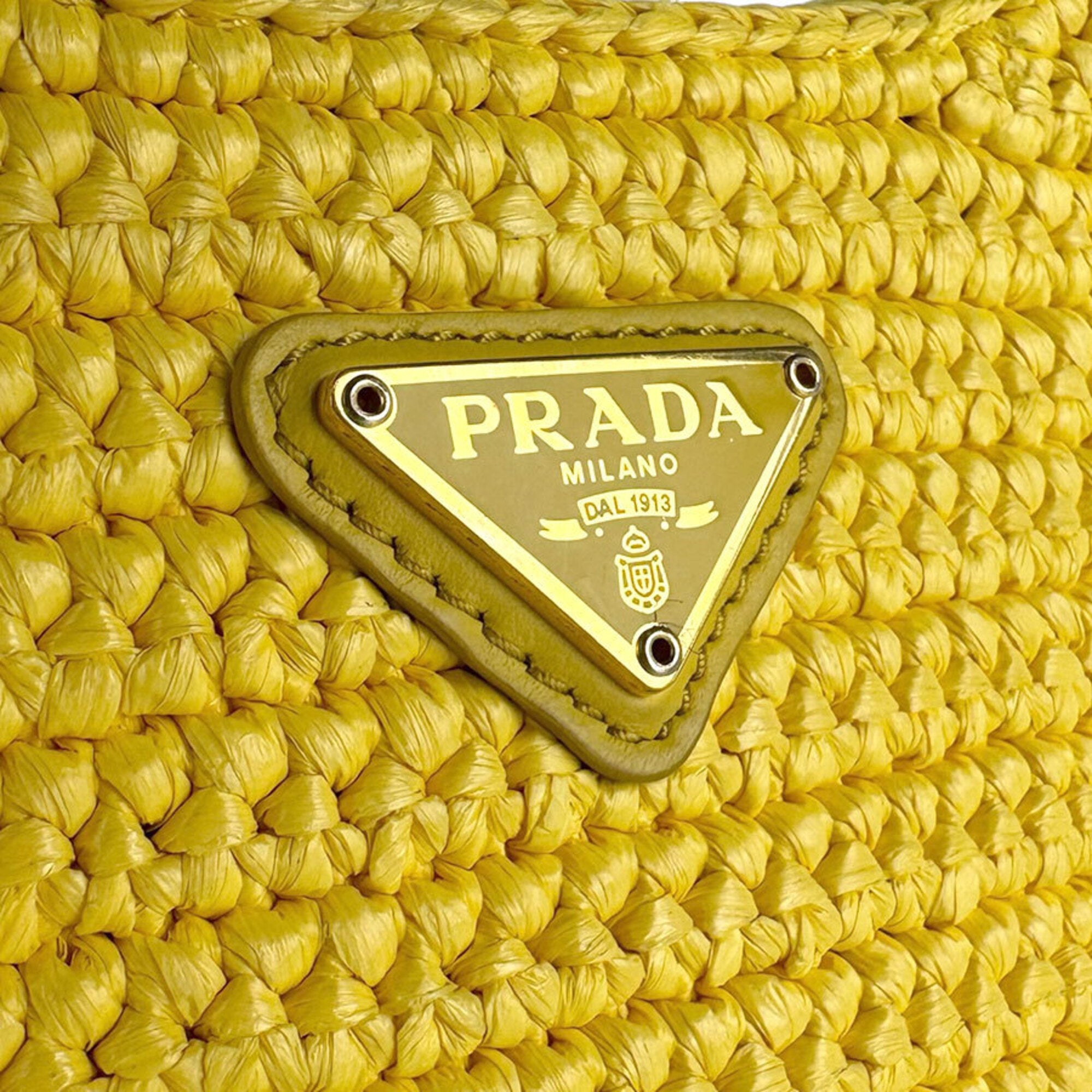 Prada Yellow Raffia Shoulder Bag (Pre-Owned)