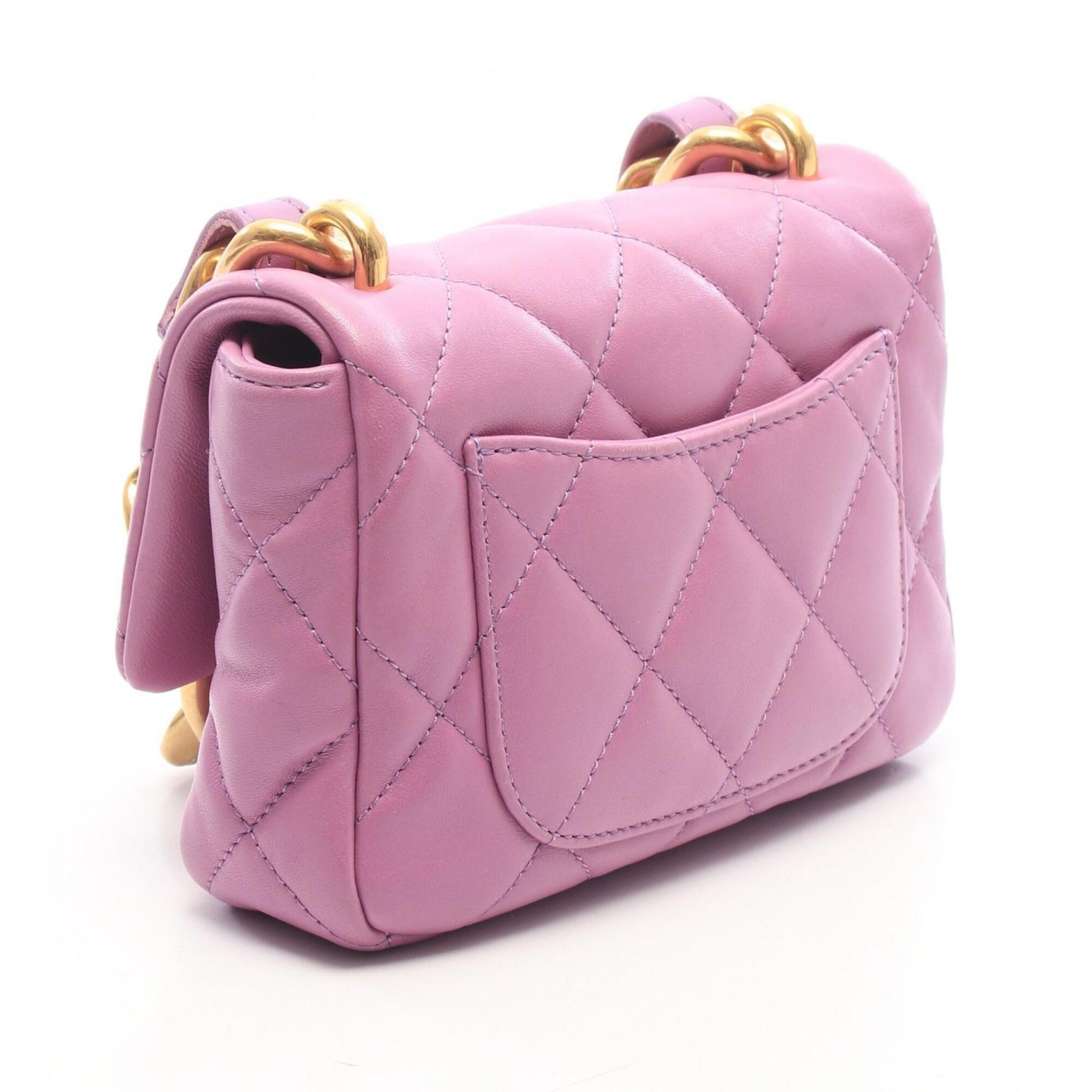 Chanel Purple Leather Handbag Shoulder Bag (Pre-Owned)