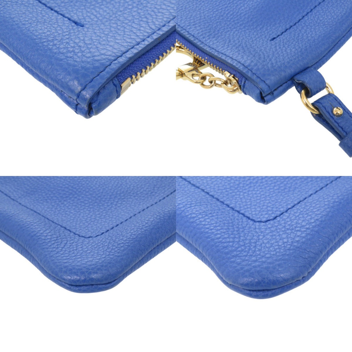 Salvatore Ferragamo Blue Leather Clutch Bag (Pre-Owned)
