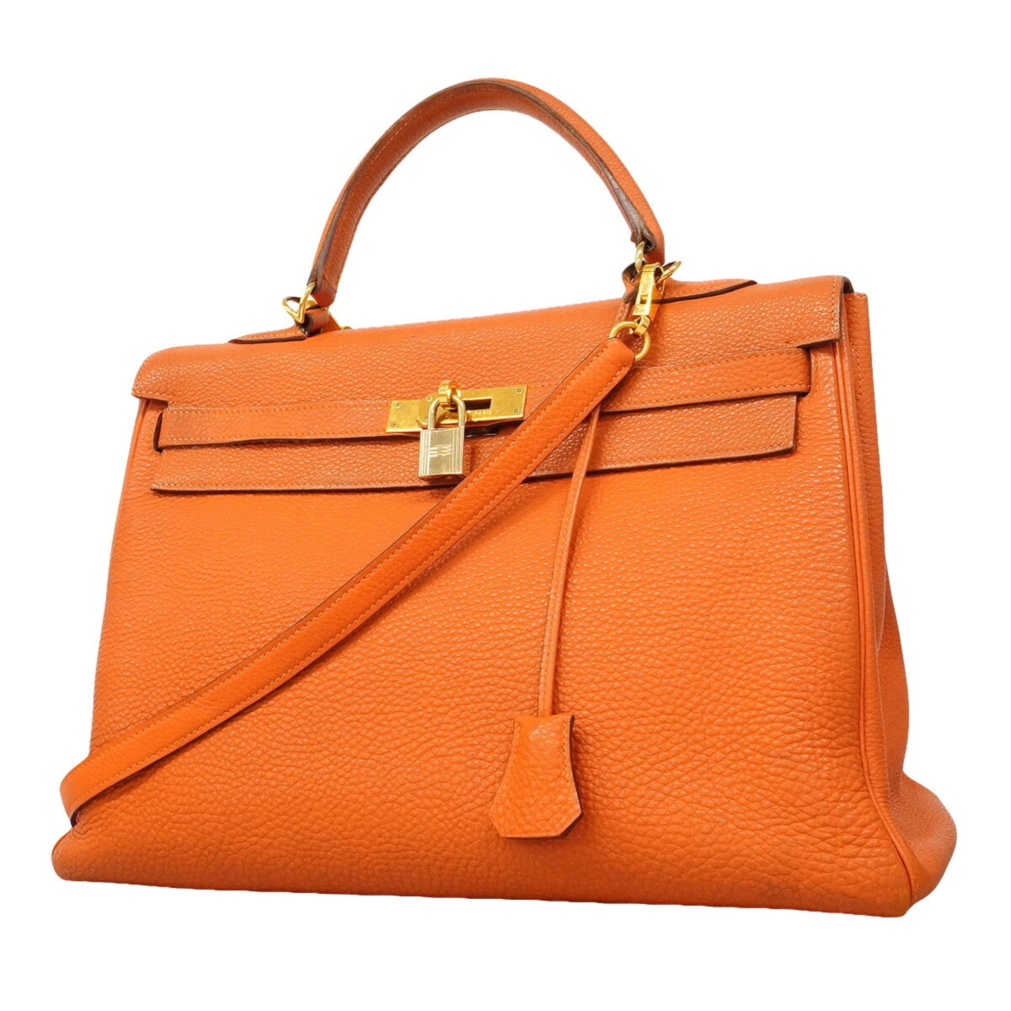 Hermes Orange Togo Leather Handbag (Pre-Owned)