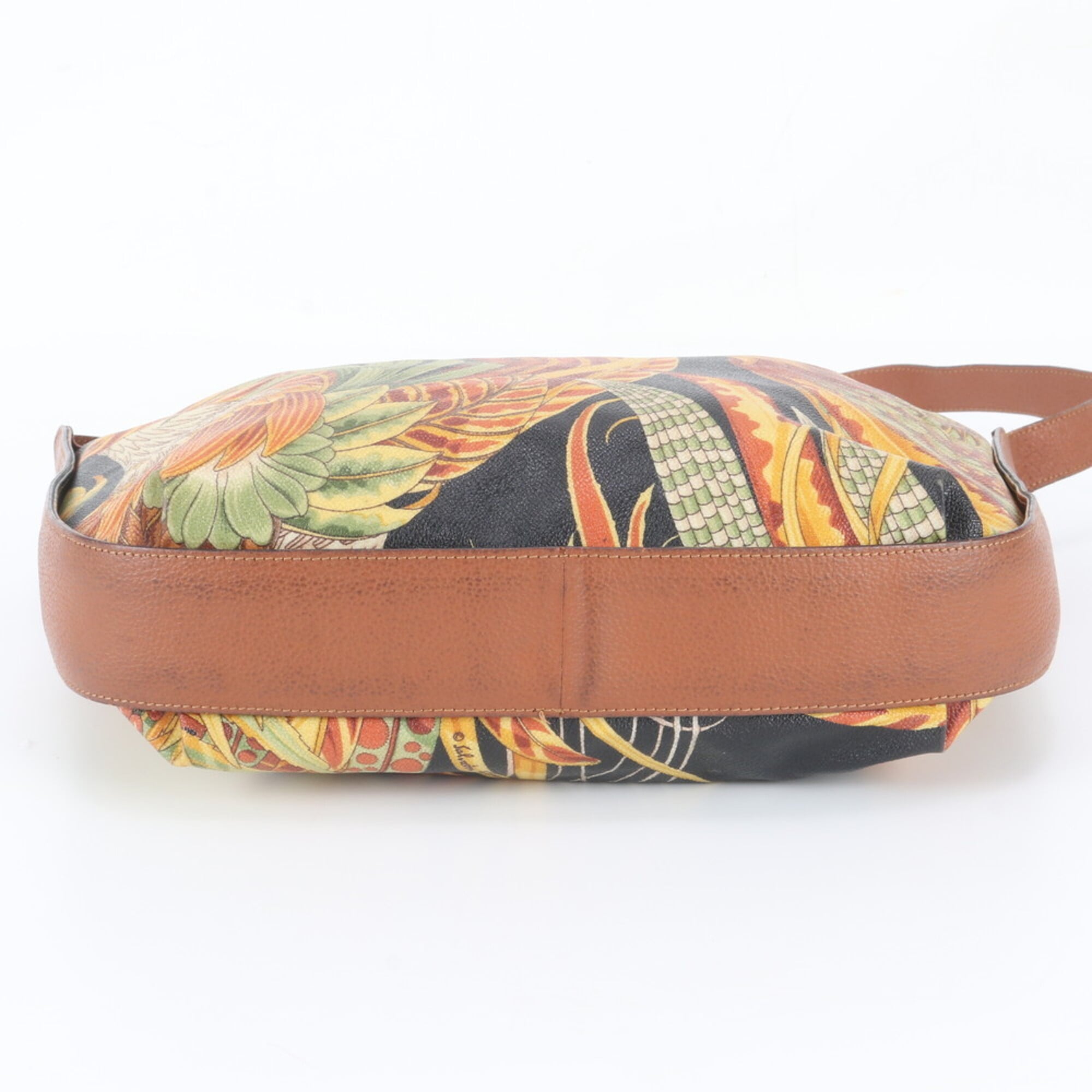 Salvatore Ferragamo Multi-Color Leather Coated Canvas Crossbody Bag Shoulder Bag (Pre-Owned)