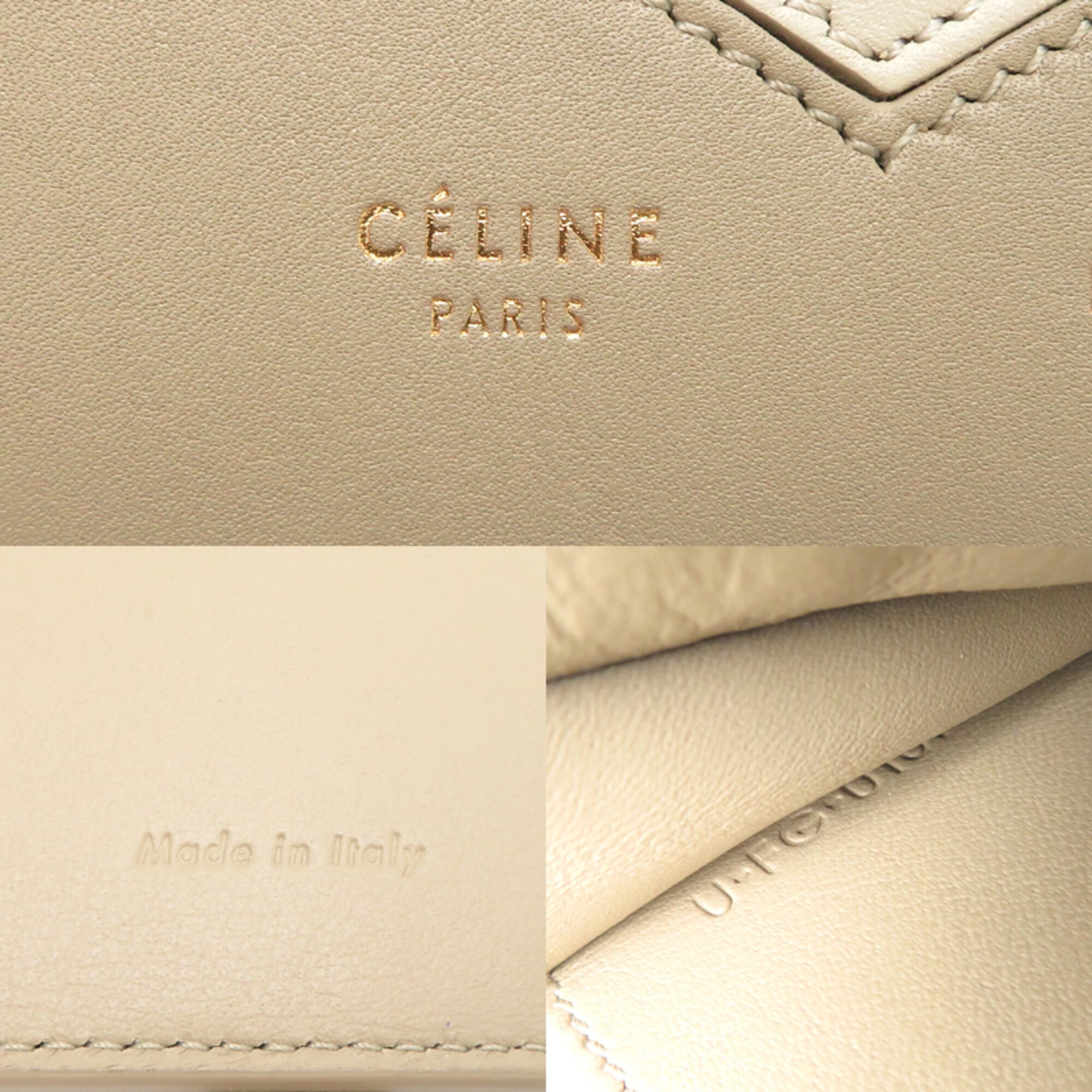 Celine Beige Leather Long Wallet (Bi-Fold) (Pre-Owned)