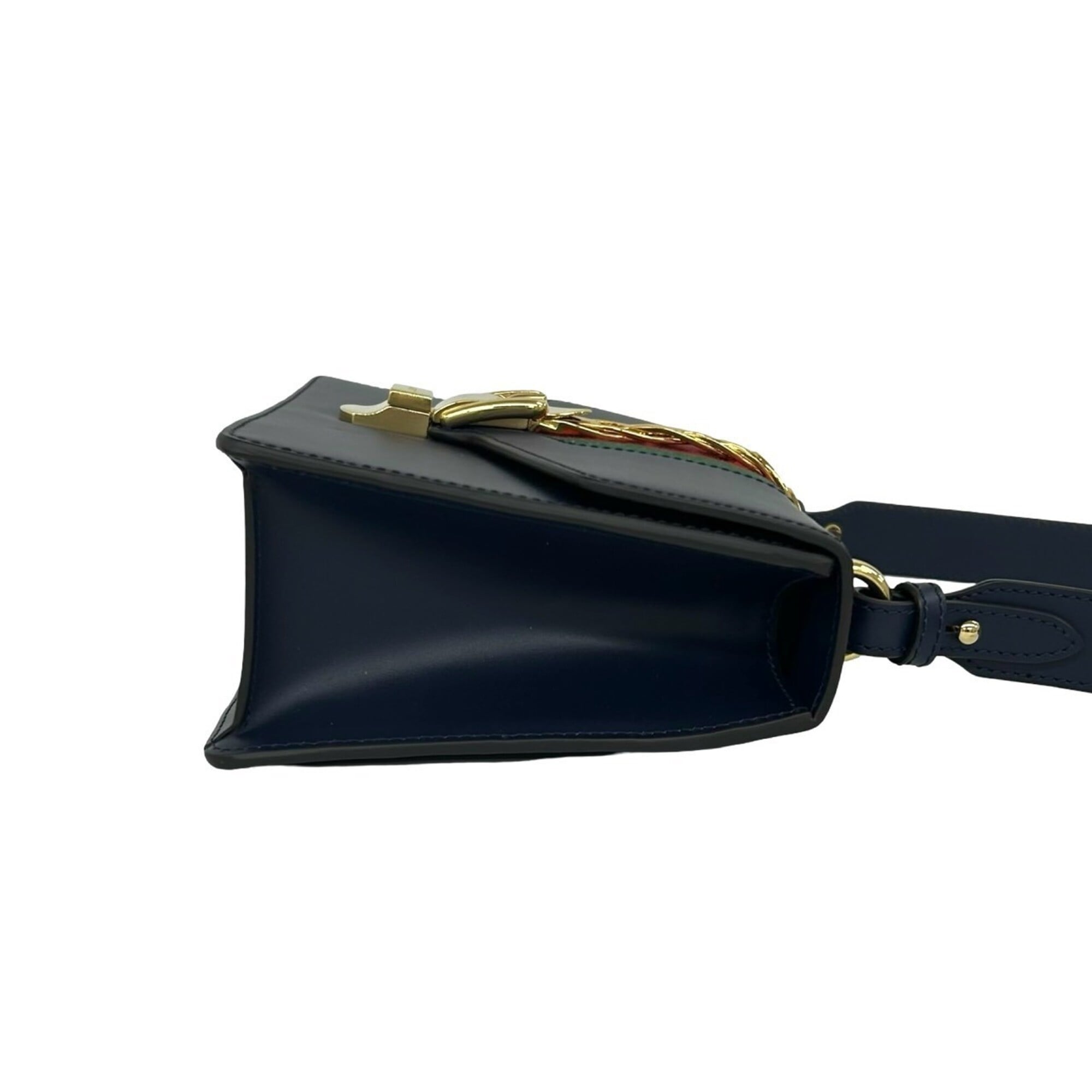 Gucci Green Navy Red Color Leather Shoulder Bag (Pre-Owned)