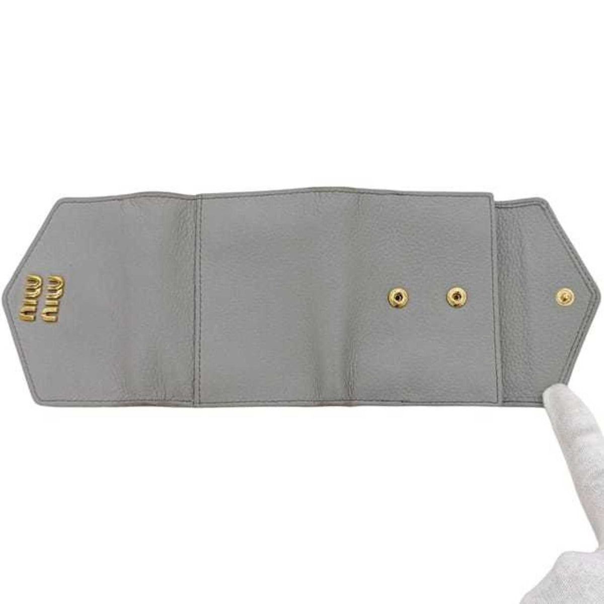Miu Miu Gray Leather Wallet (Tri-Fold) (Pre-Owned)
