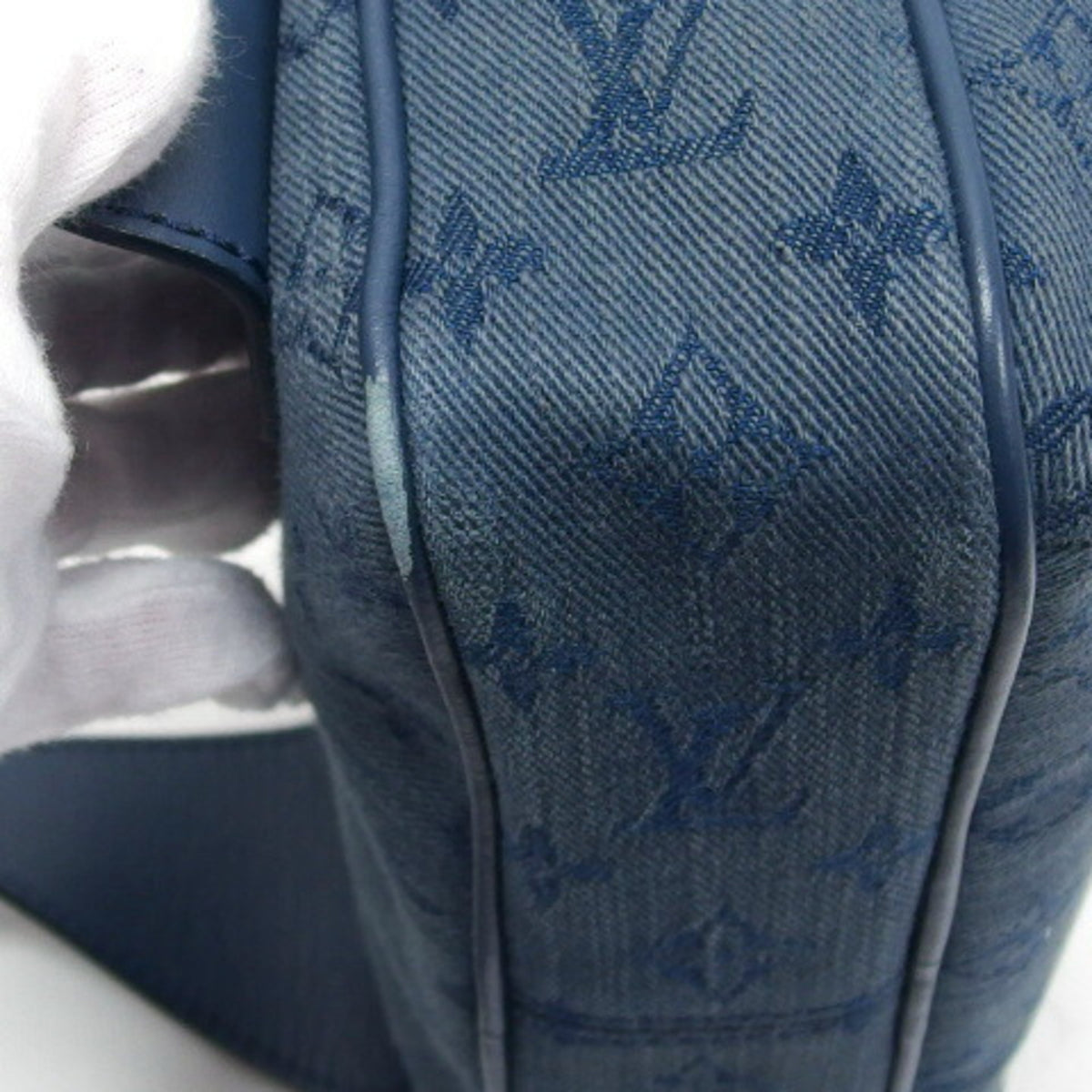 Louis Vuitton Monogram Denim Dark Brown Denim Leather Shoulder Bag (Pre-Owned)