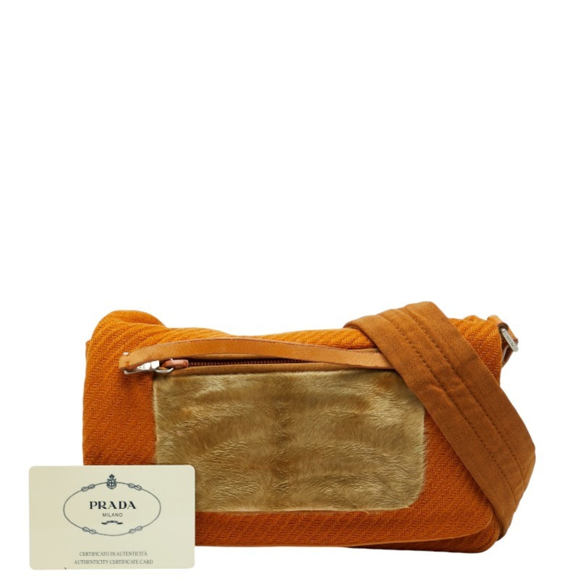 Prada Brown Wool Shoulder Bag (Pre-Owned)