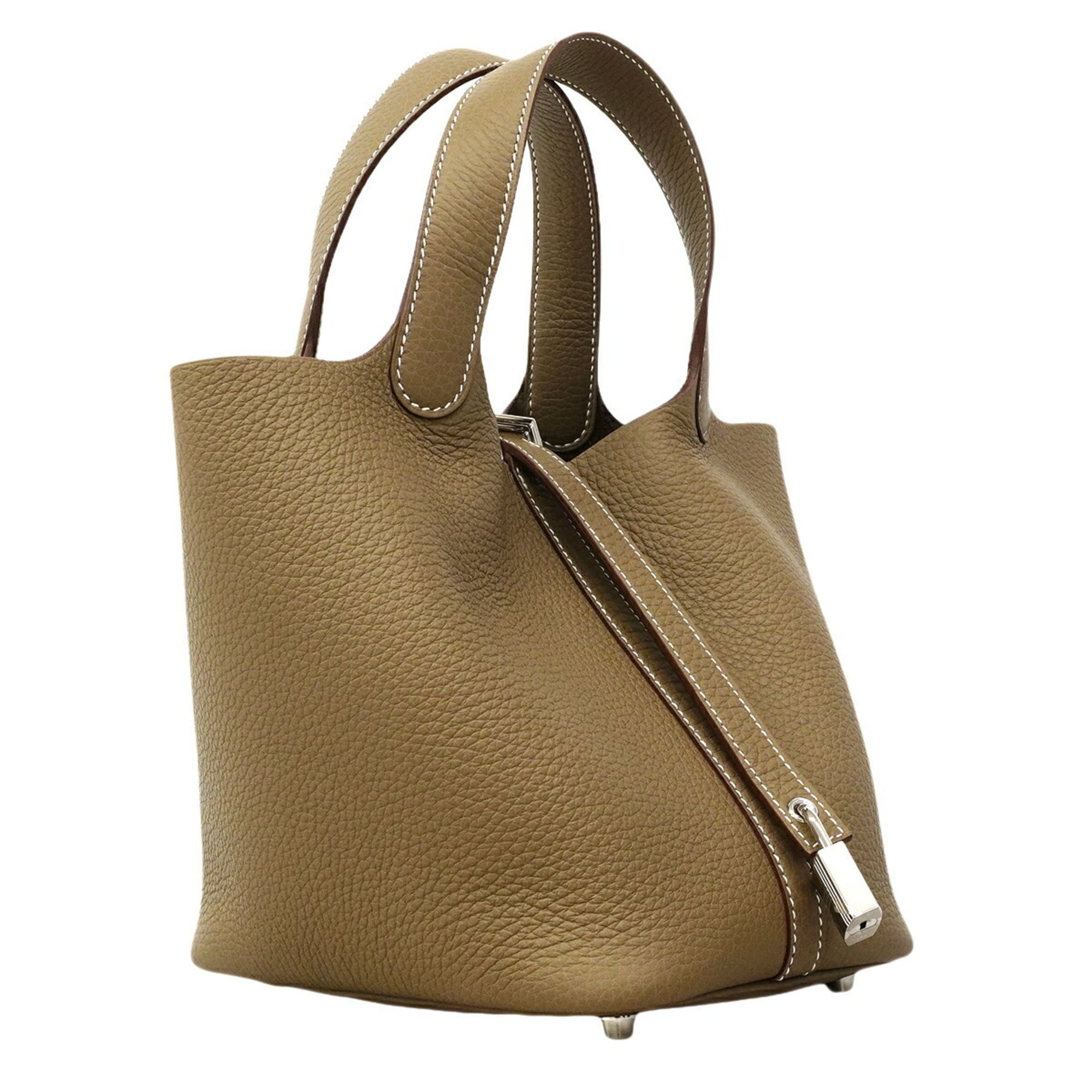 Hermes Etoupe Gray Taurillon Clemence Leather Handbag (Pre-Owned)