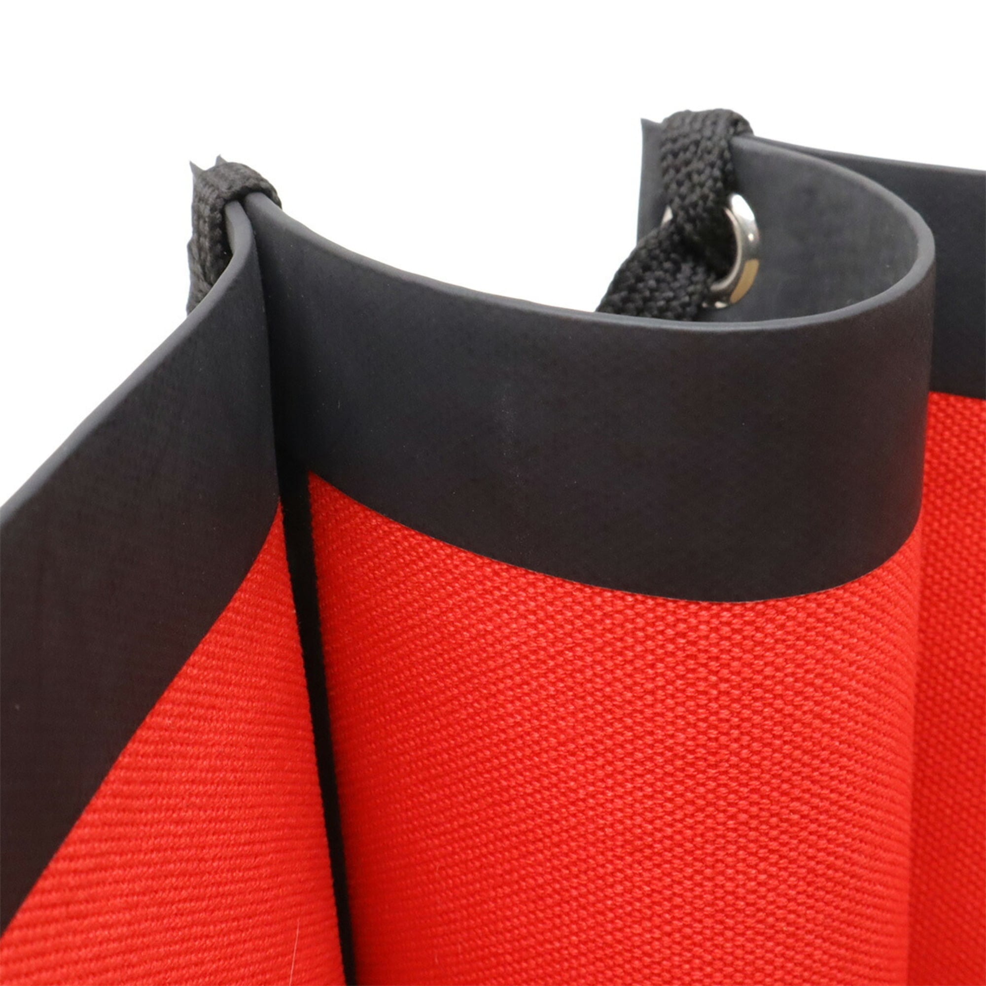 Christian Louboutin Beige Black Red Color Raffia Canvas Leather Shoulder Bag Tote Bag (Pre-Owned)