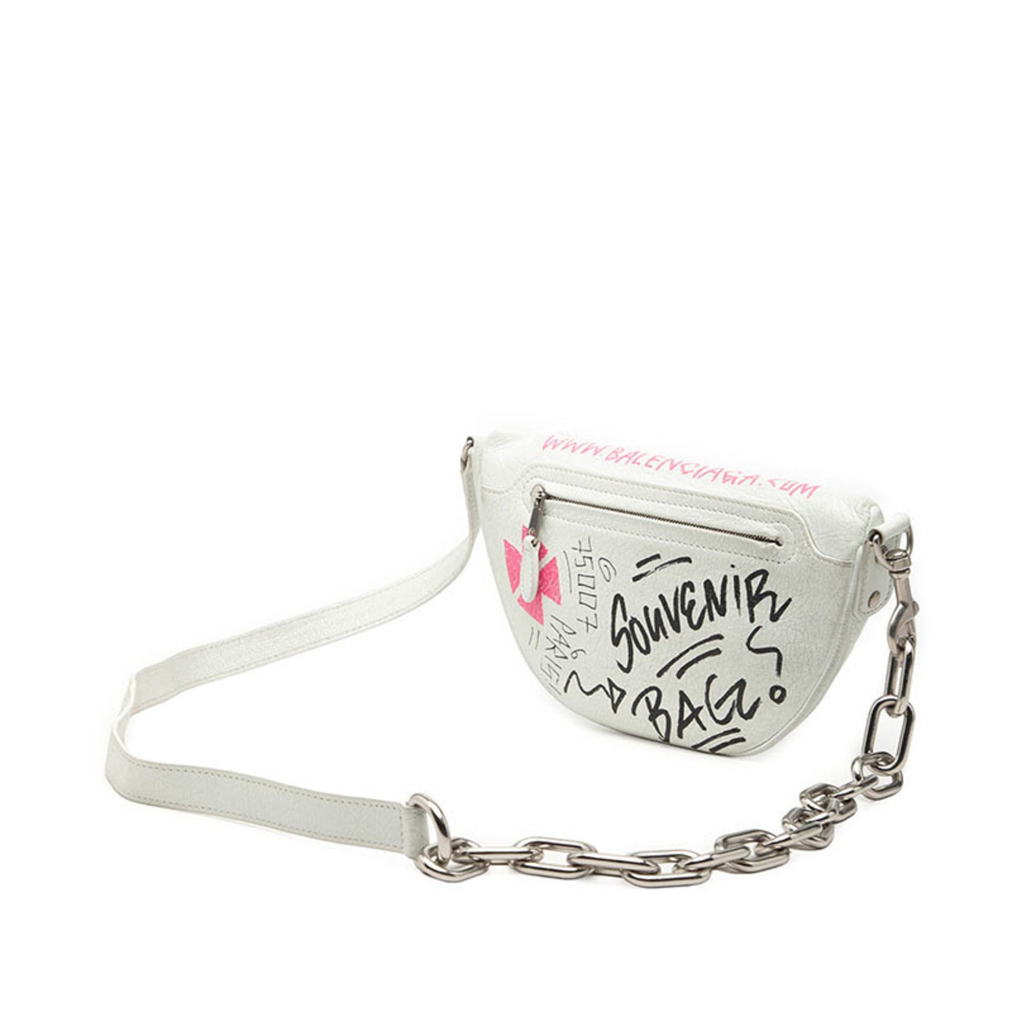 Balenciaga Black Pink White Leather Shoulder Bag (Pre-Owned)