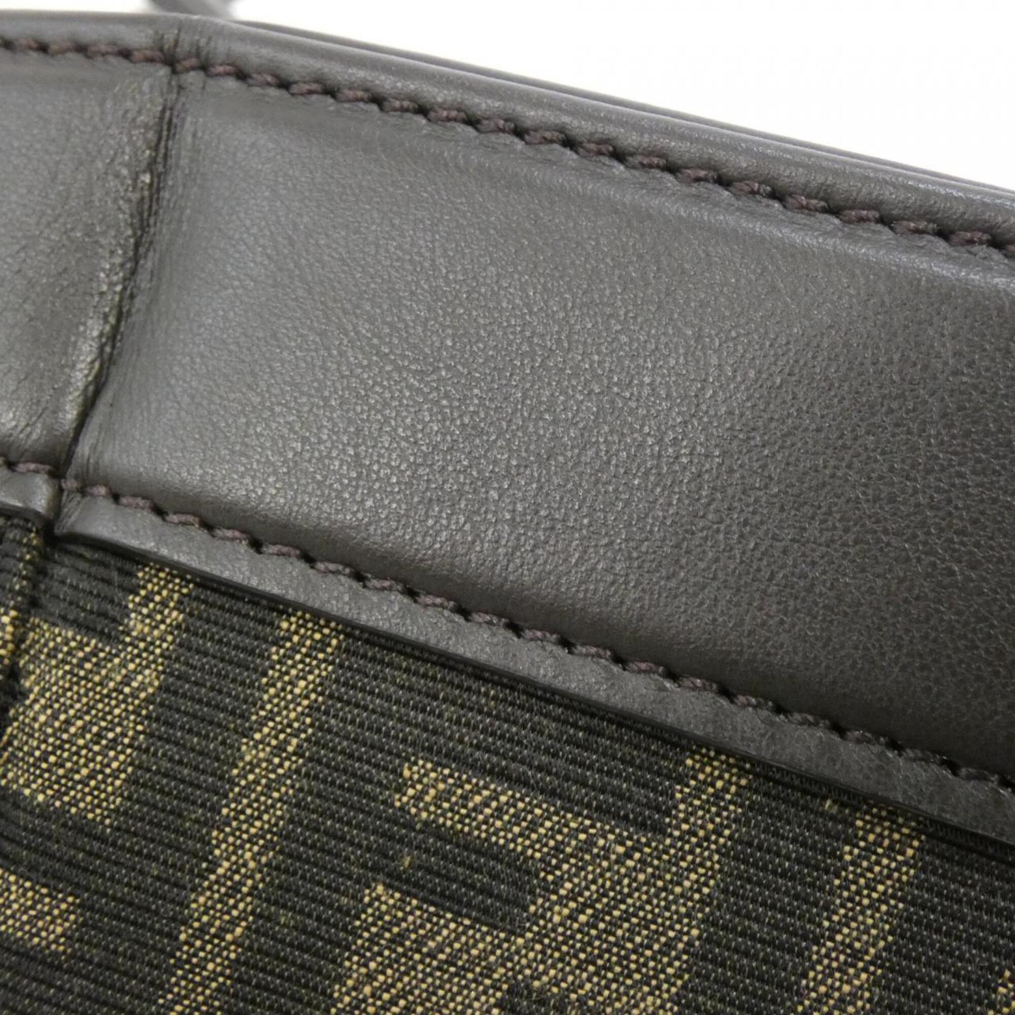 Fendi Gold Canvas Leather Shoulder Bag (Pre-Owned)