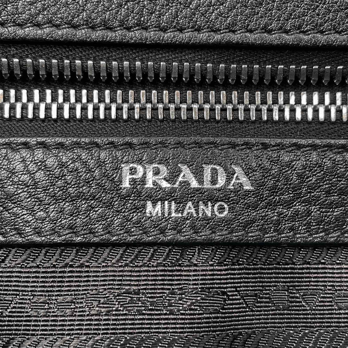 Prada Black Gray Leather Shoulder Bag (Pre-Owned)