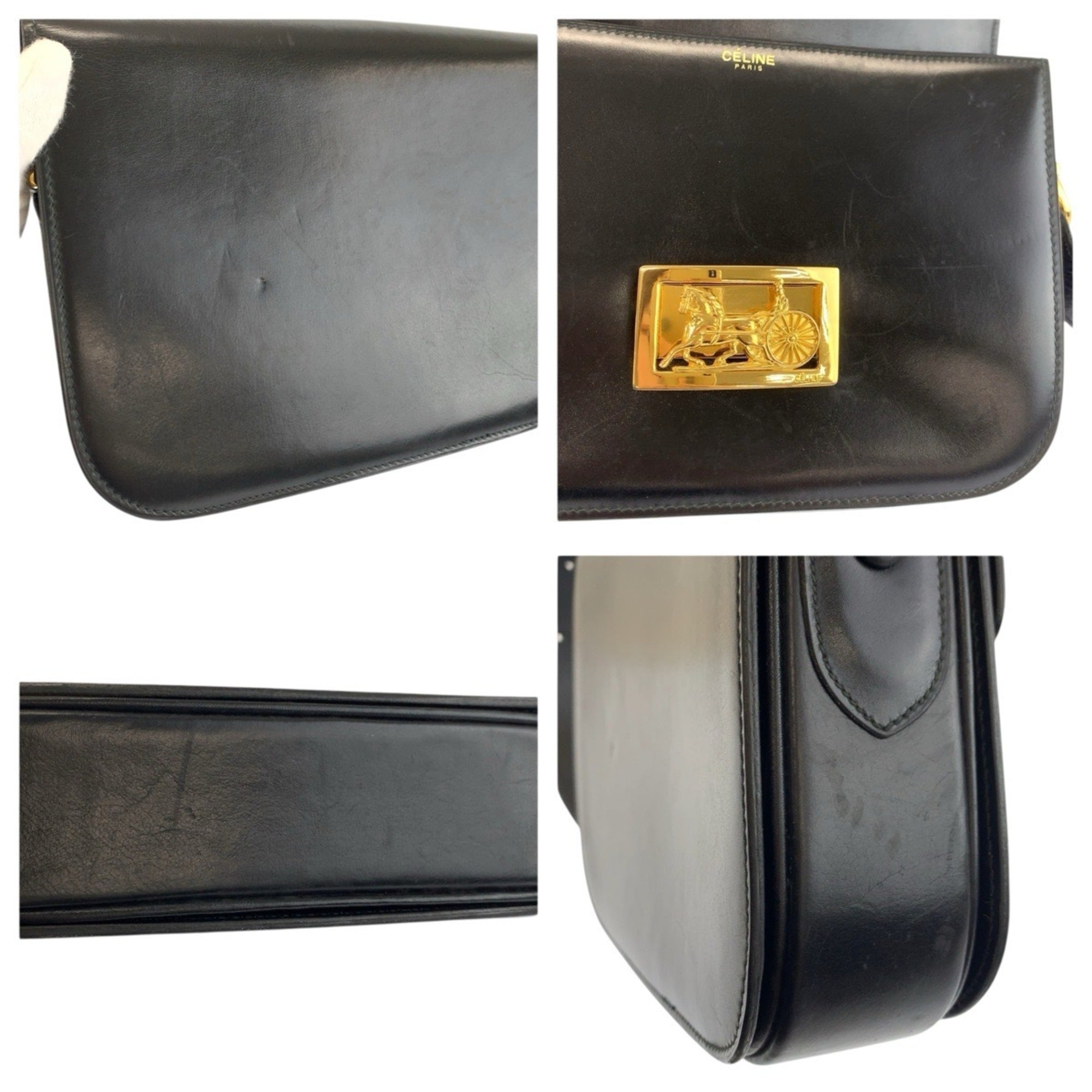 Celine Black Leather Handbag Shoulder Bag (Pre-Owned)