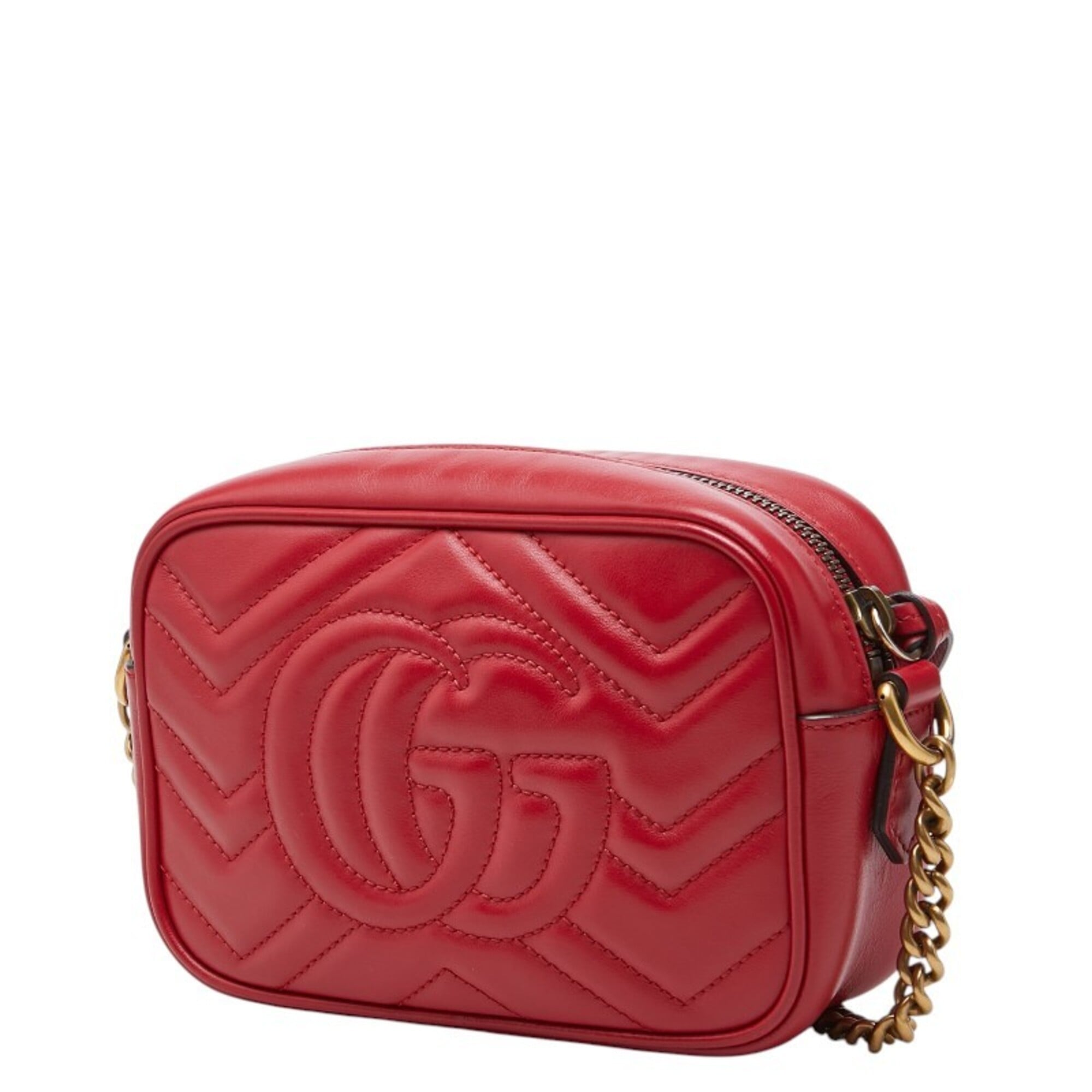 Gucci Red Color Leather Shoulder Bag (Pre-Owned)