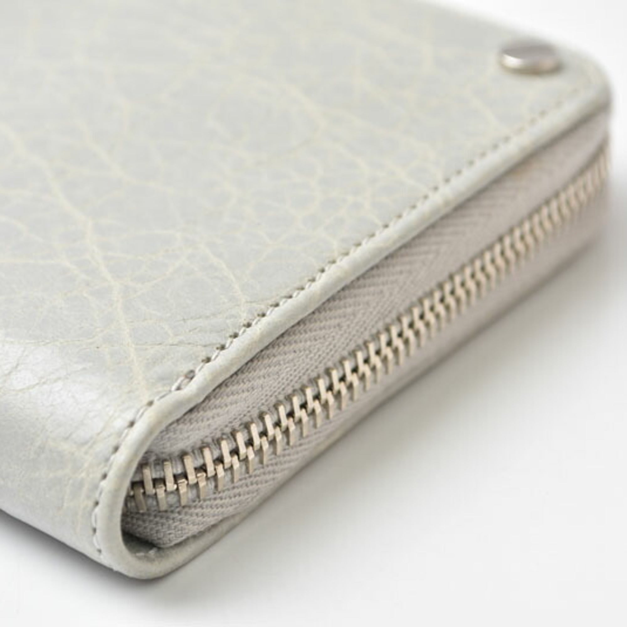 Balenciaga Light Gray Leather Long Wallet (Bi-Fold) (Pre-Owned)