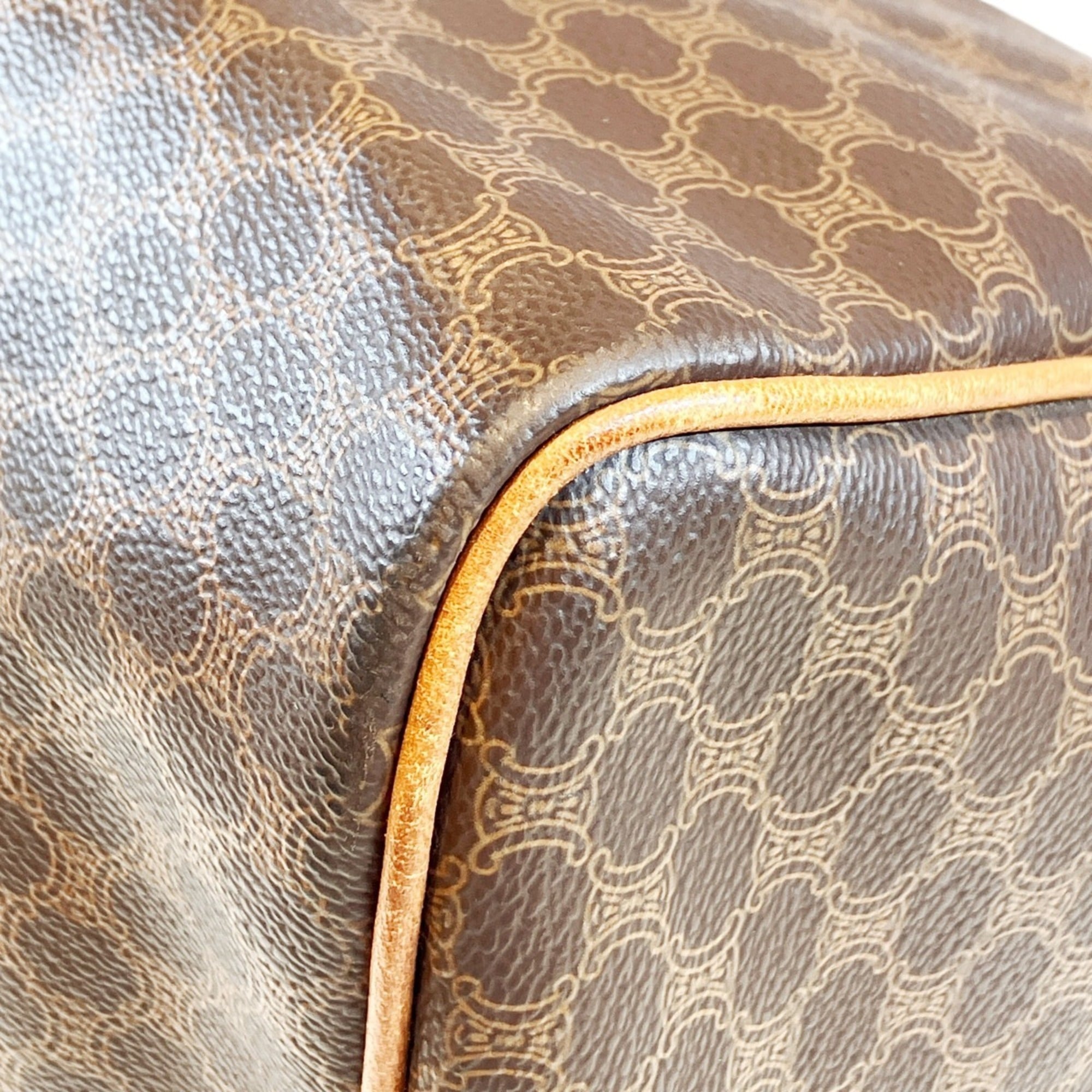 Celine Macadam Brown Coated Canvas Boston Bag (Pre-Owned)
