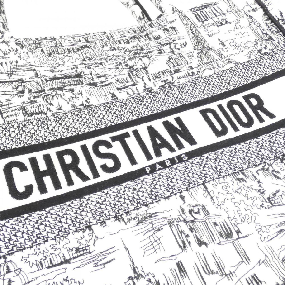 Christian Dior Black White Canvas Handbag (Pre-Owned)