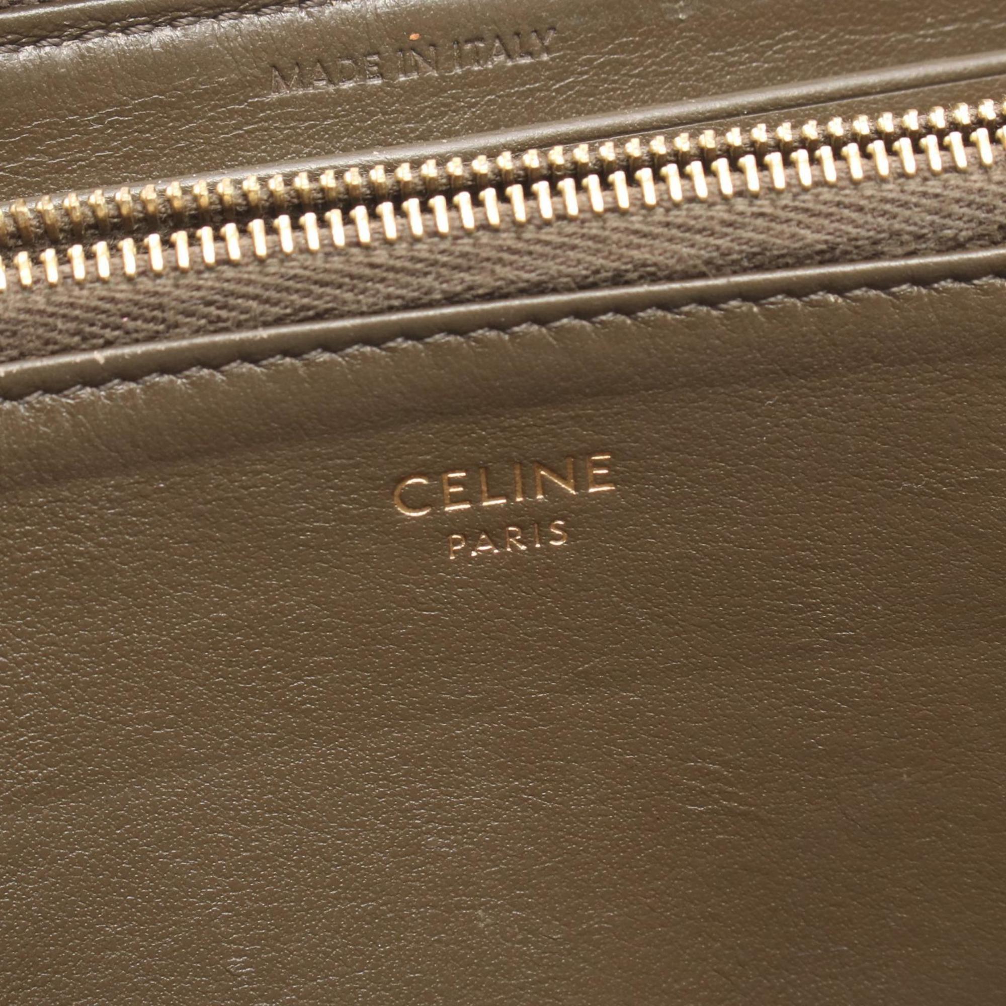 Celine Khaki Leather Long Wallet (Bi-Fold) (Pre-Owned)