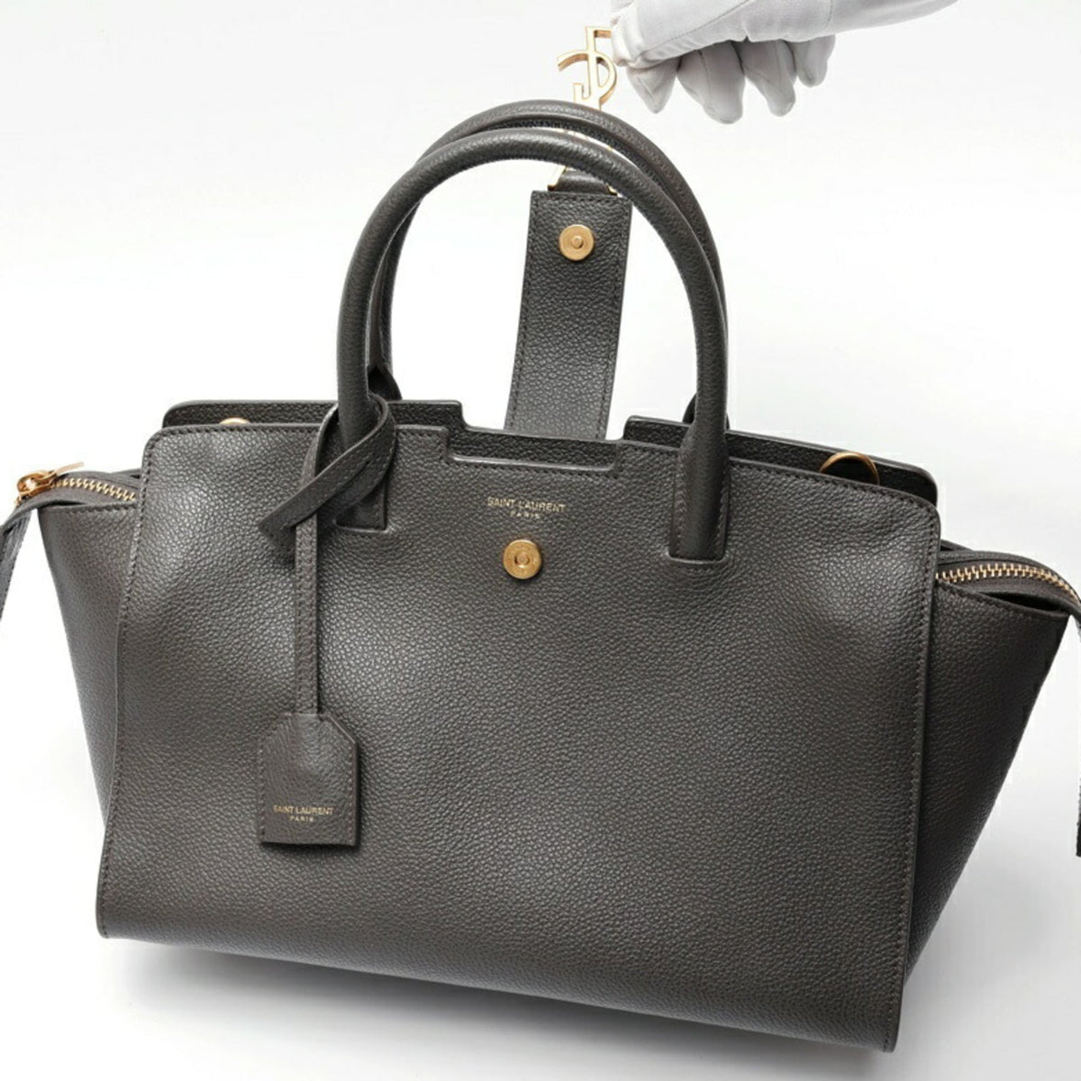 Saint Laurent Gray Leather Handbag (Pre-Owned)