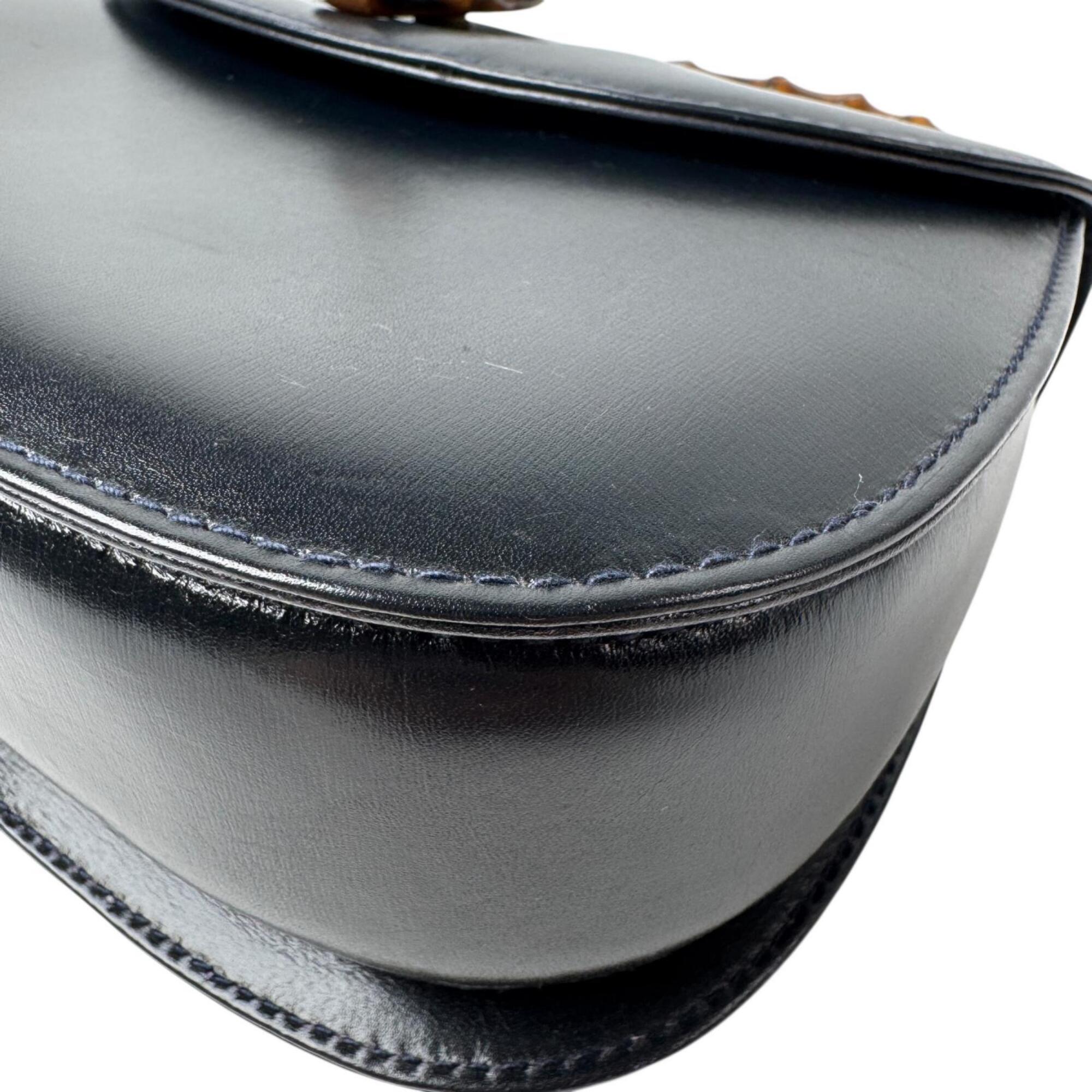Gucci Black Leather Handbag Shoulder Bag (Pre-Owned)