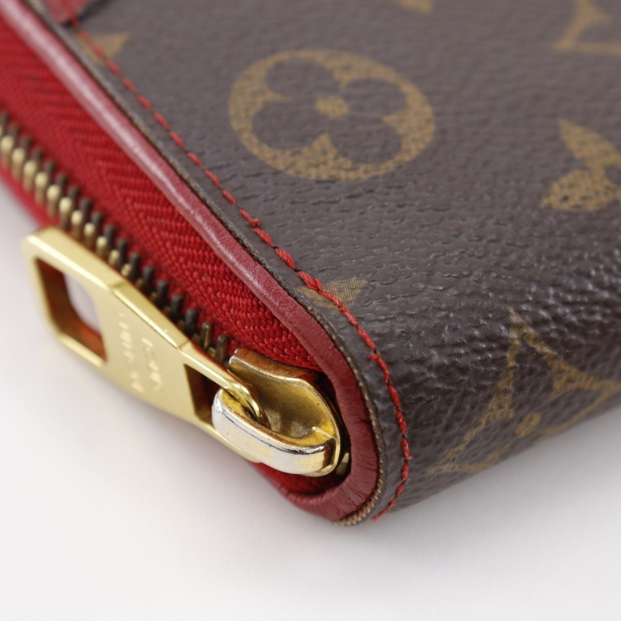 Louis Vuitton Monogram Brown Cerise Red Color Monogram Long Wallet (Bi-Fold) (Pre-Owned)