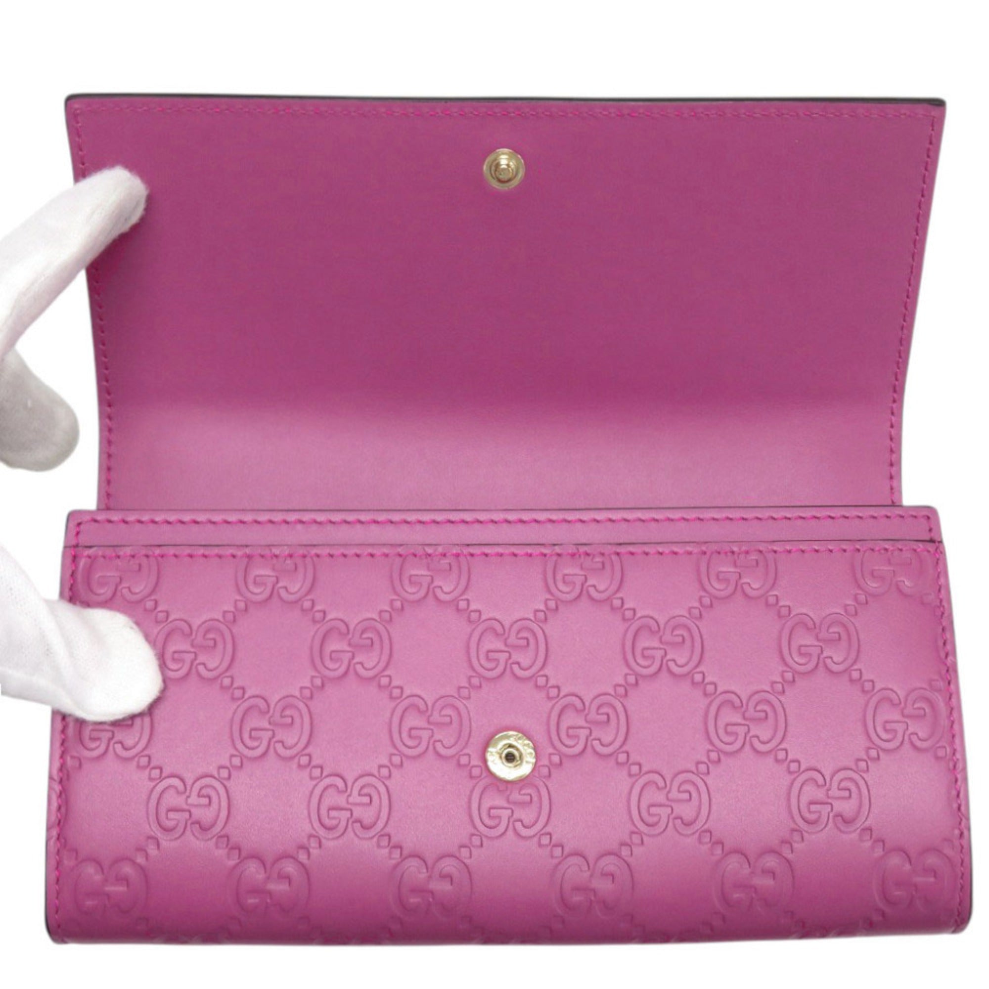 Gucci Purple Leather Long Wallet (Bi-Fold) (Pre-Owned)