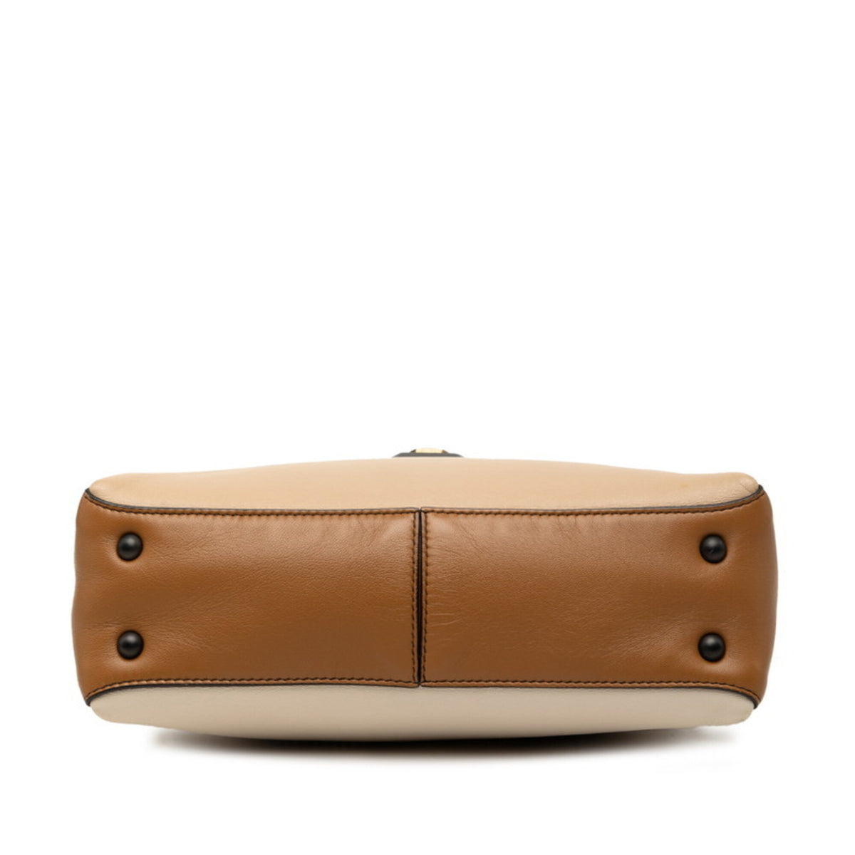 Bottega Veneta Beige Brown White Leather Handbag Shoulder Bag (Pre-Owned)