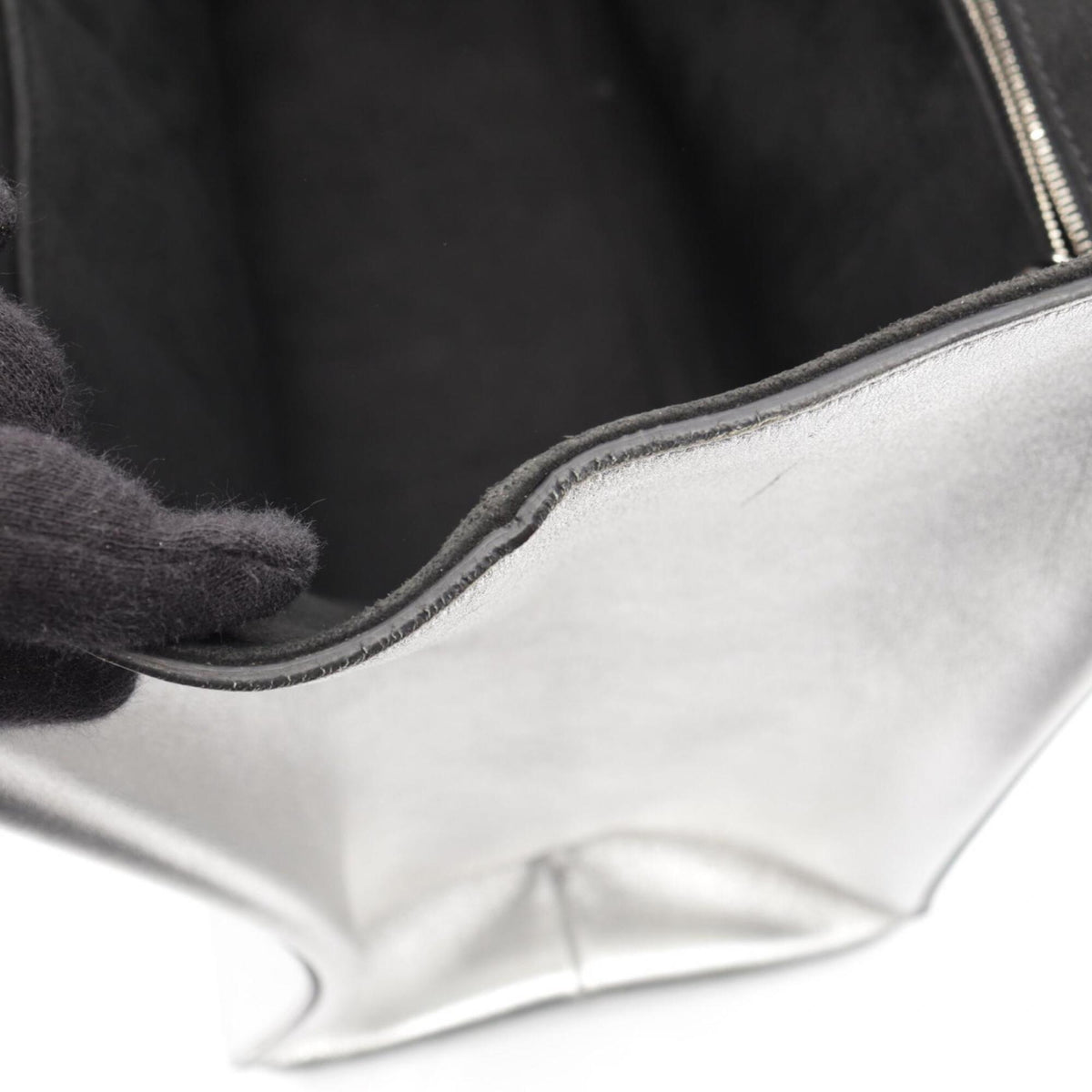 Fendi Black Silver Leather Handbag Tote Bag (Pre-Owned)