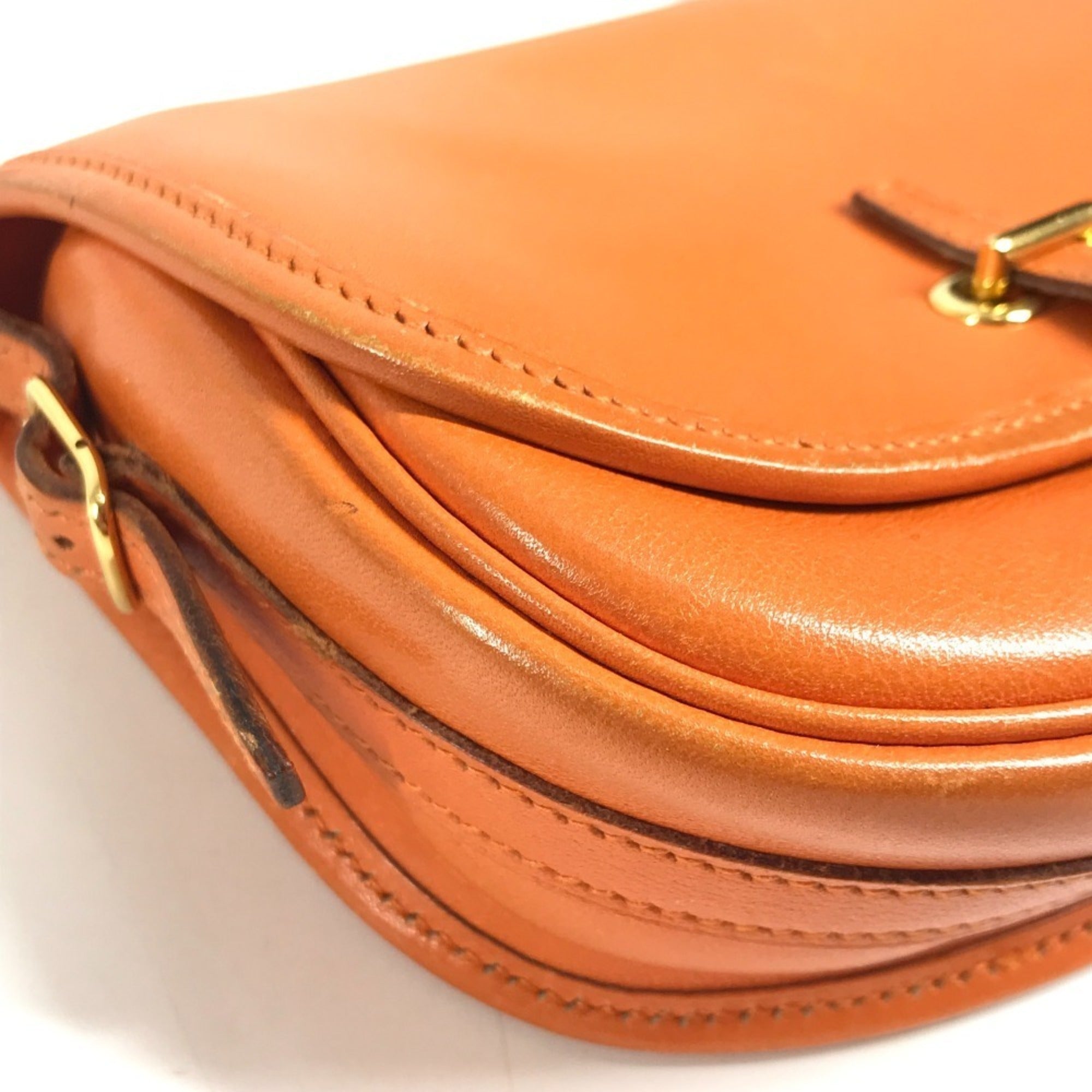 Hermes Orange Leather Pochette Shoulder Bag (Pre-Owned)