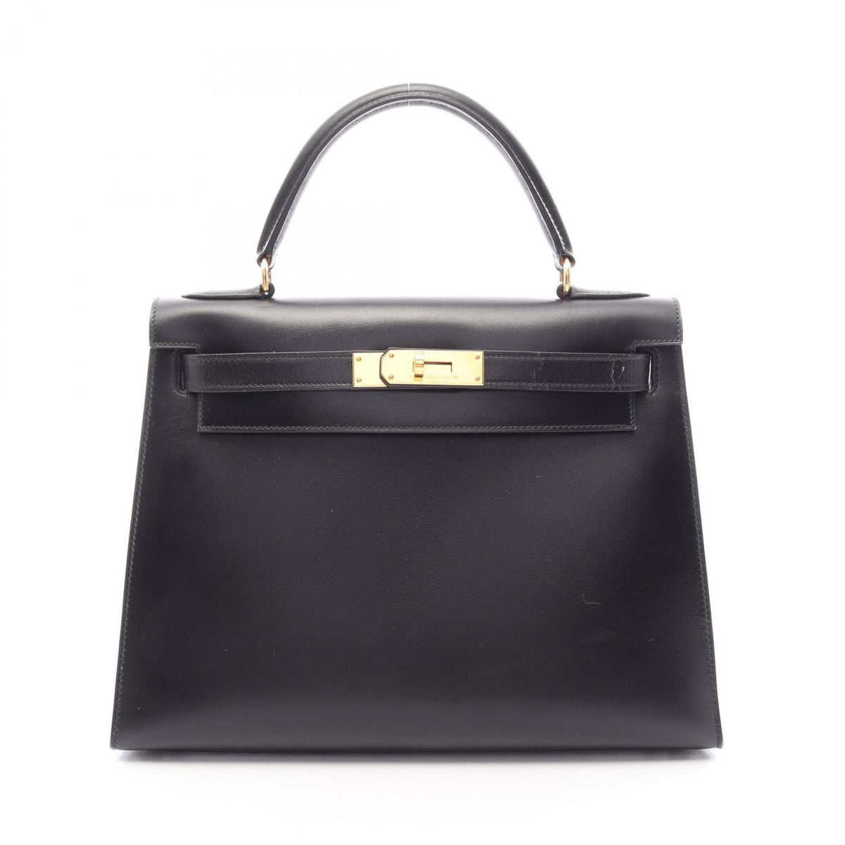 Hermes Black Box Calf Leather Handbag (Pre-Owned)