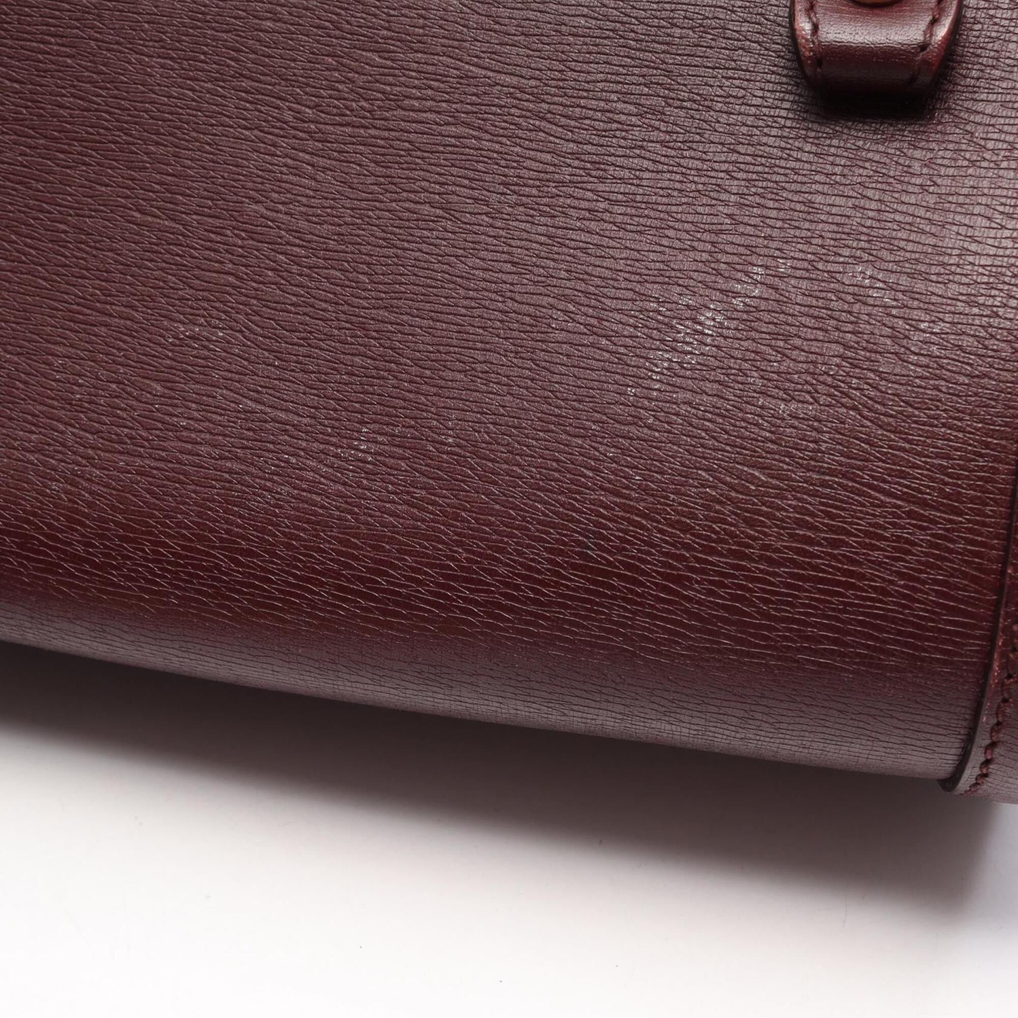 Gucci Bordeaux Leather Handbag Shoulder Bag (Pre-Owned)
