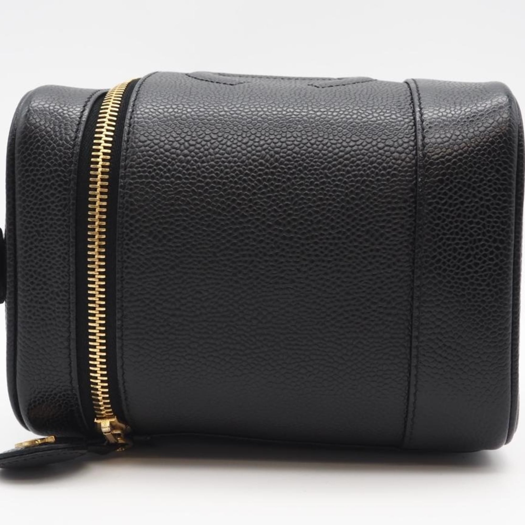 Chanel Black Leather Handbag Vanity Bag (Pre-Owned)