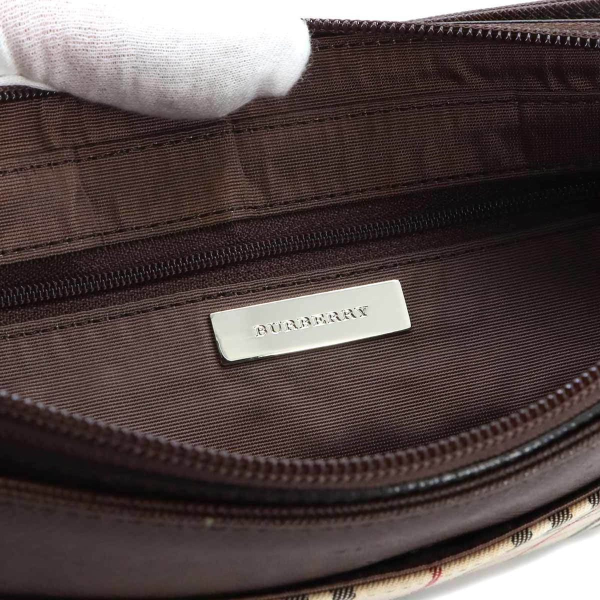 Burberry Beige Brown Canvas Leather Handbag Shoulder Bag (Pre-Owned)