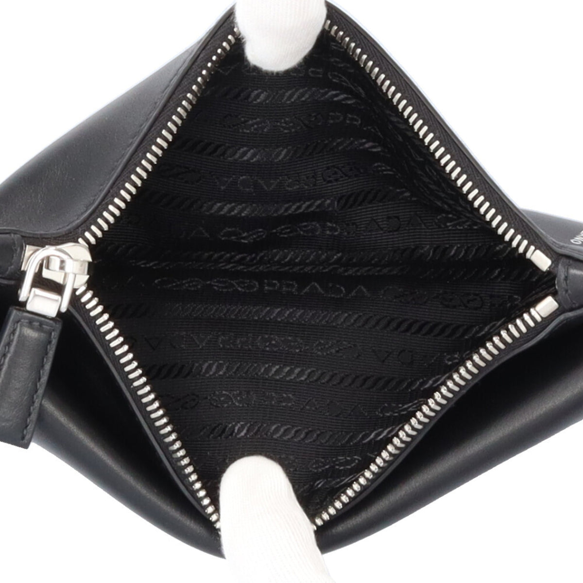 Prada Saffiano Black White Leather Shoulder Bag (Pre-Owned)