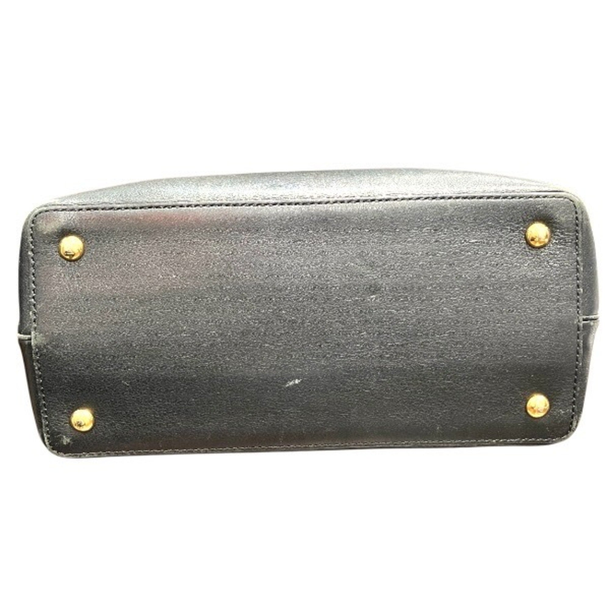 Fendi 2Jours Black Leather Handbag Shoulder Bag (Pre-Owned)