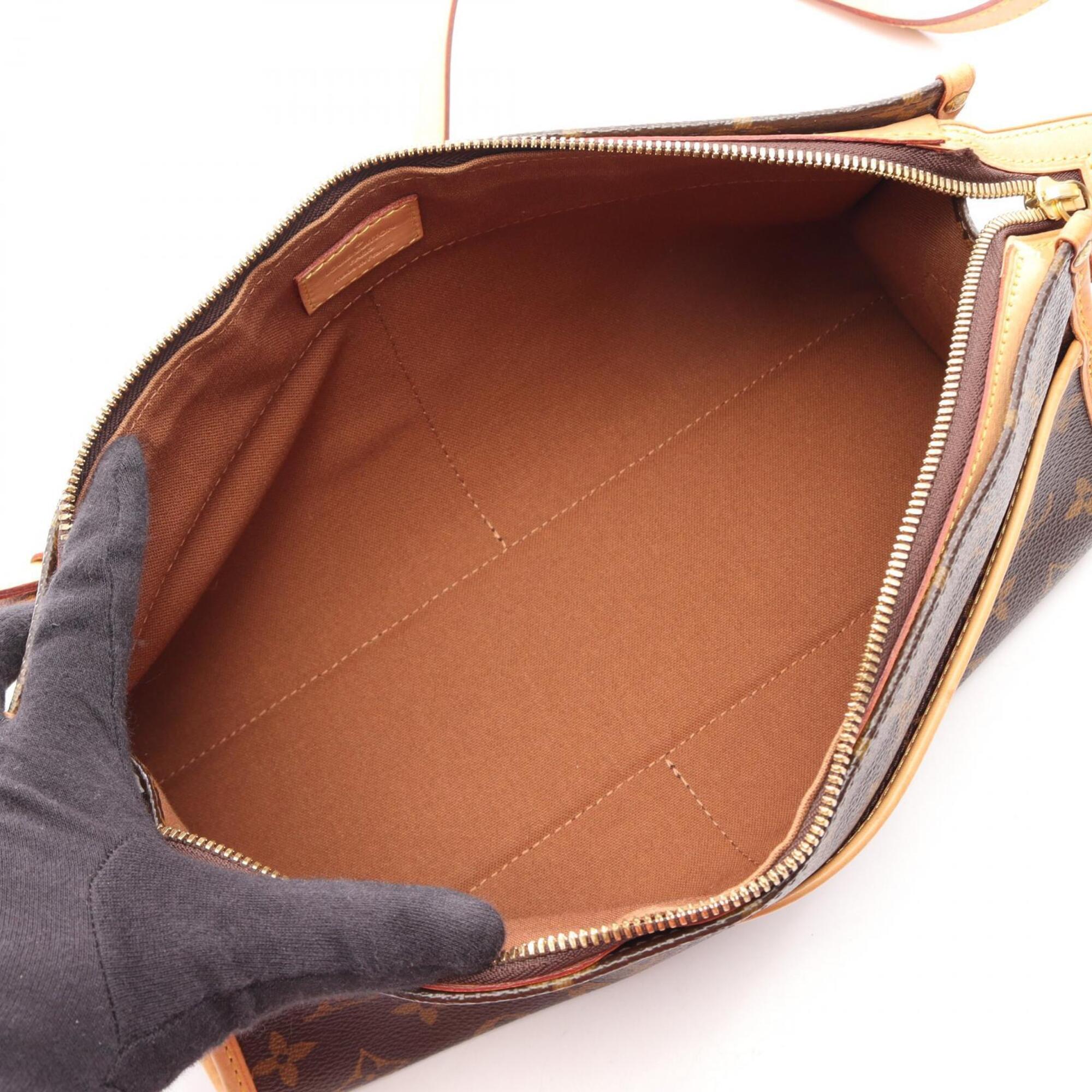 Louis Vuitton Brown Coated Canvas Leather Handbag Shoulder Bag (Pre-Owned)