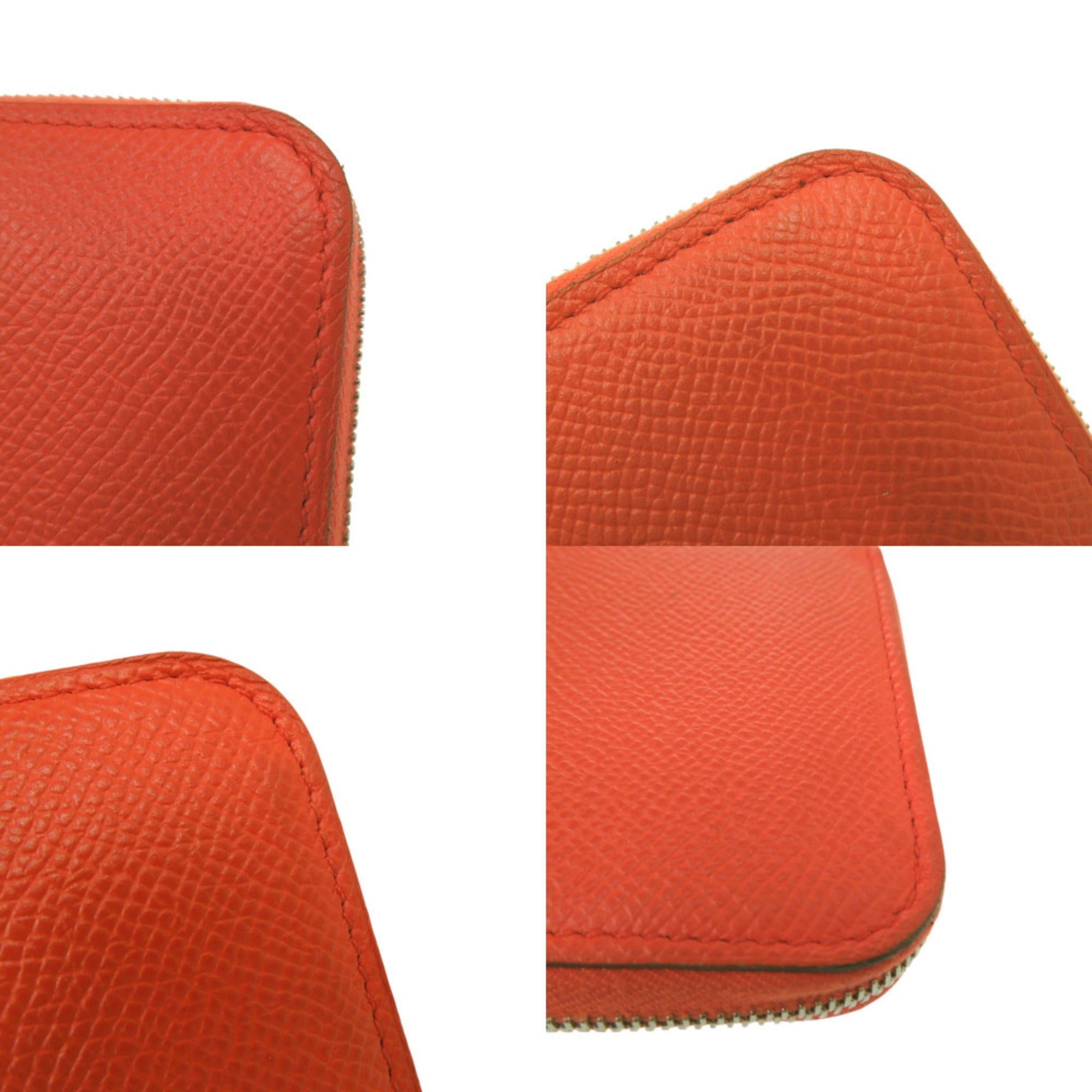 Hermes Orange Leather Silk Coin Purse/Coin Case (Pre-Owned)