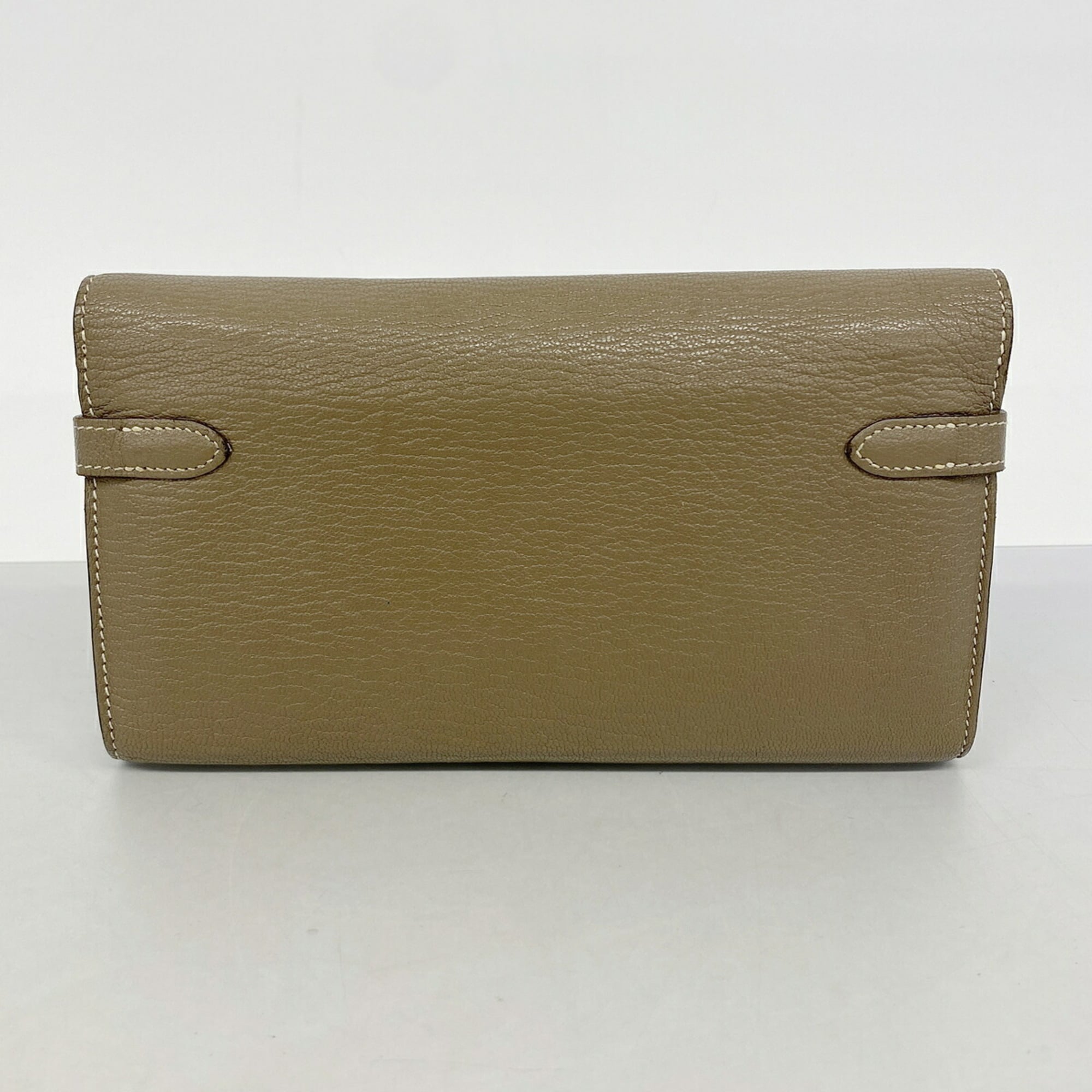 Hermes Etoupe Gray Chevre Myzore Leather Long Wallet (Bi-Fold) (Pre-Owned)