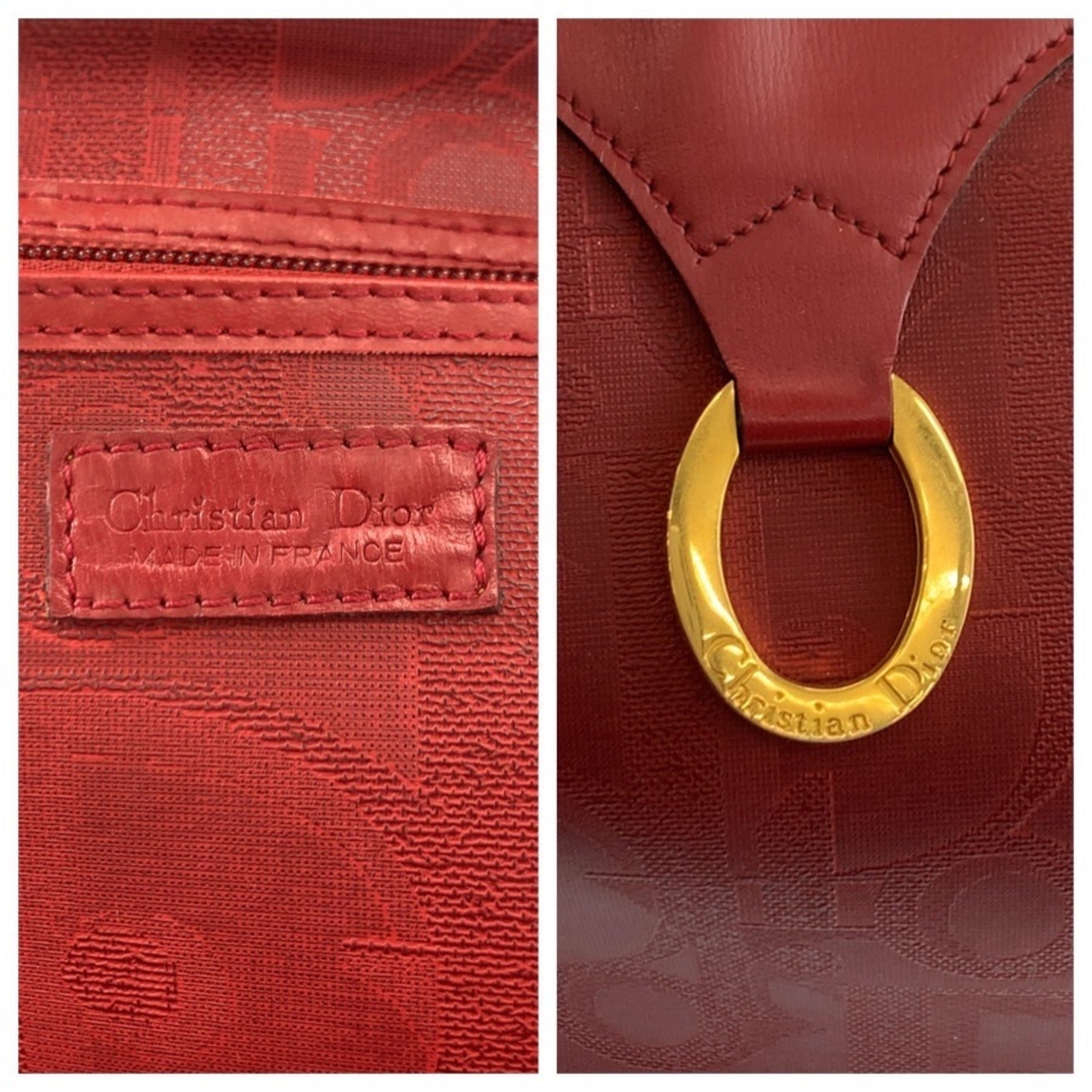 Christian Dior Red Color Pvc Boston Bag Shoulder Bag (Pre-Owned)