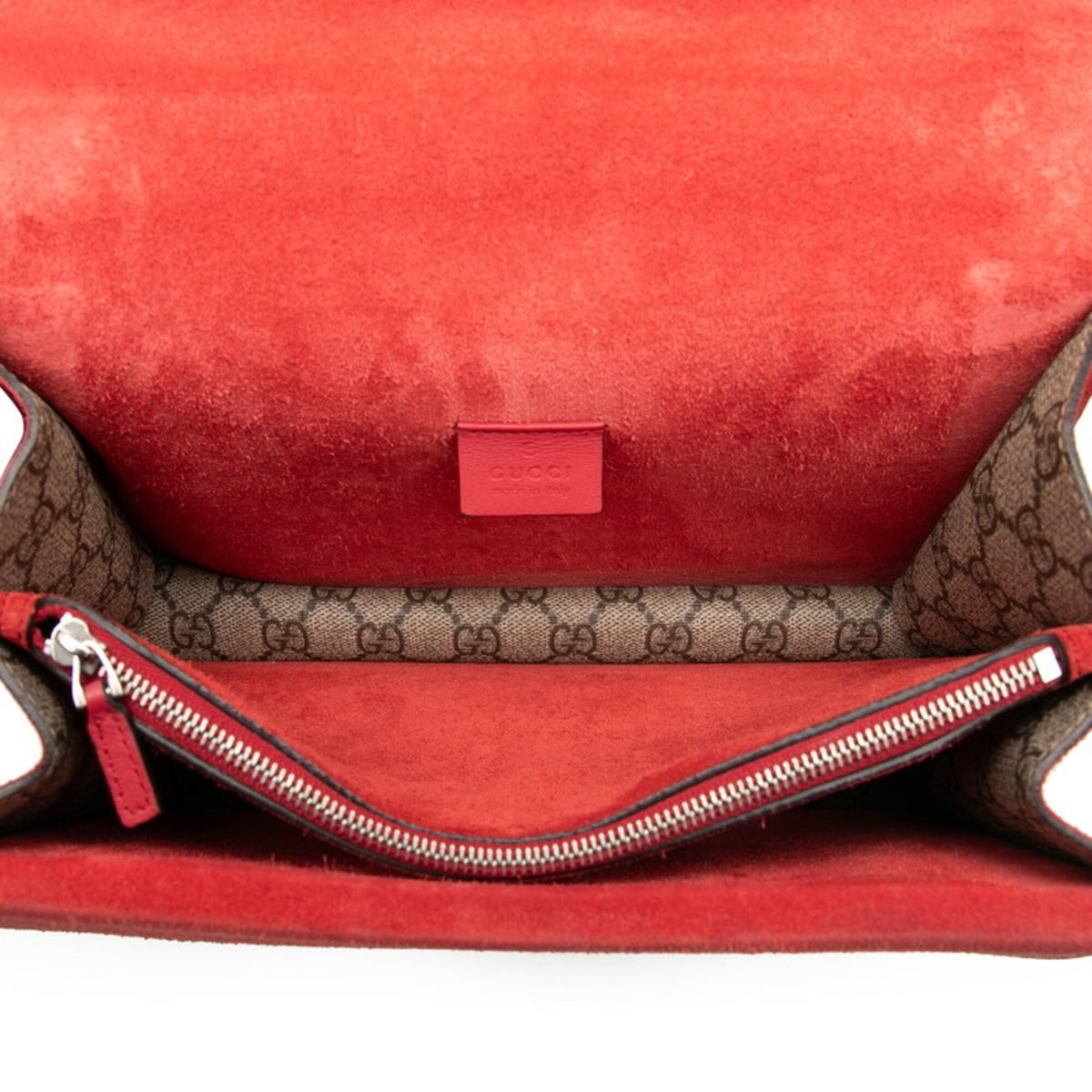 Gucci Beige Red Color Pvc Suede Shoulder Bag (Pre-Owned)