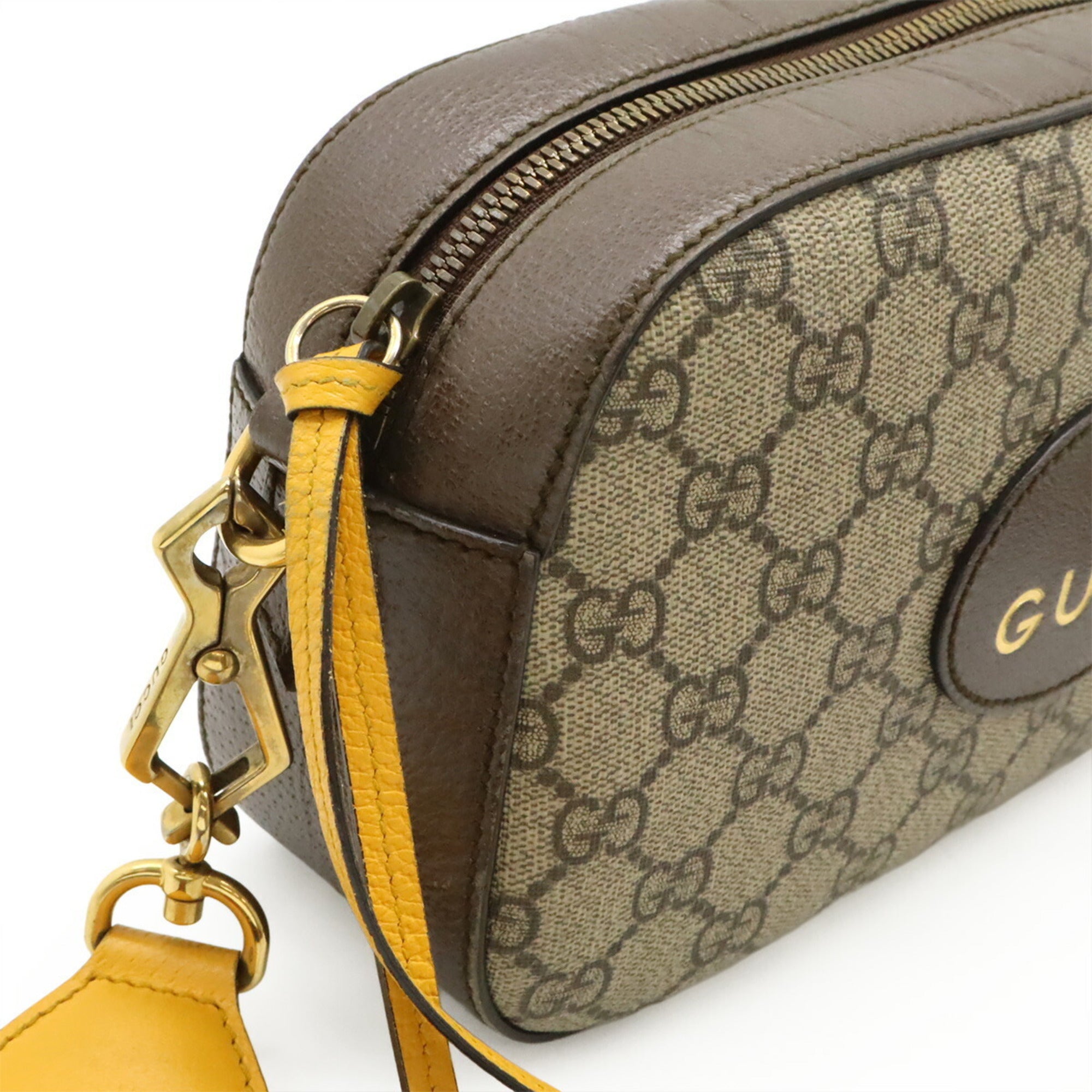 Gucci Beige Brown Green Red Color Yellow Gg Supreme Canvas Pvc Clutch Bag Handbag Shoulder Bag (Pre-Owned)