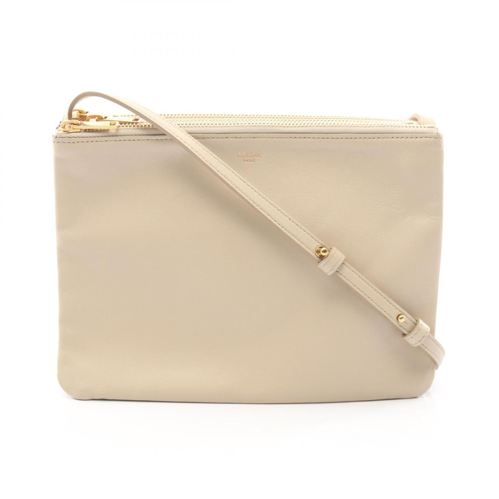 Celine Beige Leather Handbag Shoulder Bag (Pre-Owned)