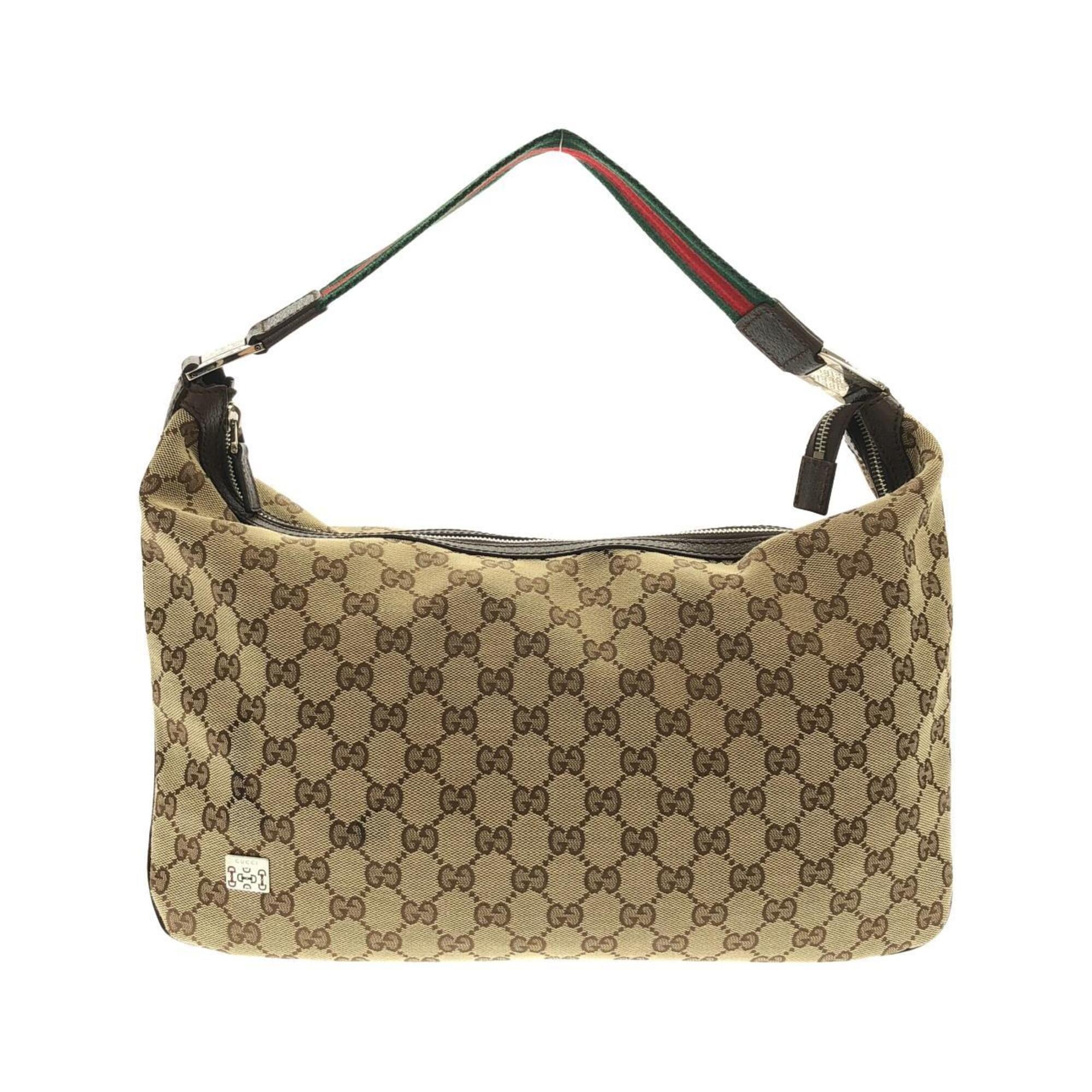 Gucci Beige Brown Gg Canvas Shoulder Bag (Pre-Owned)